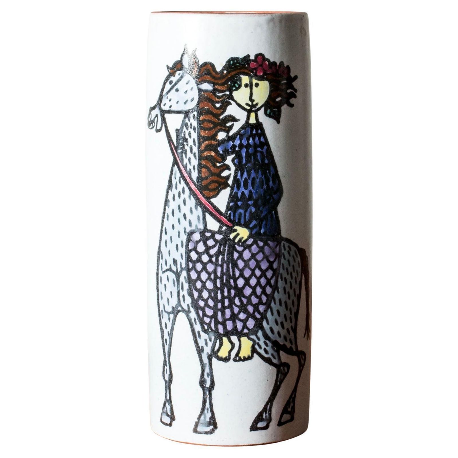 "Karneval" faience vaas van Stig Lindberg, Gustavsberg, Zweden, ca. jaren 1950