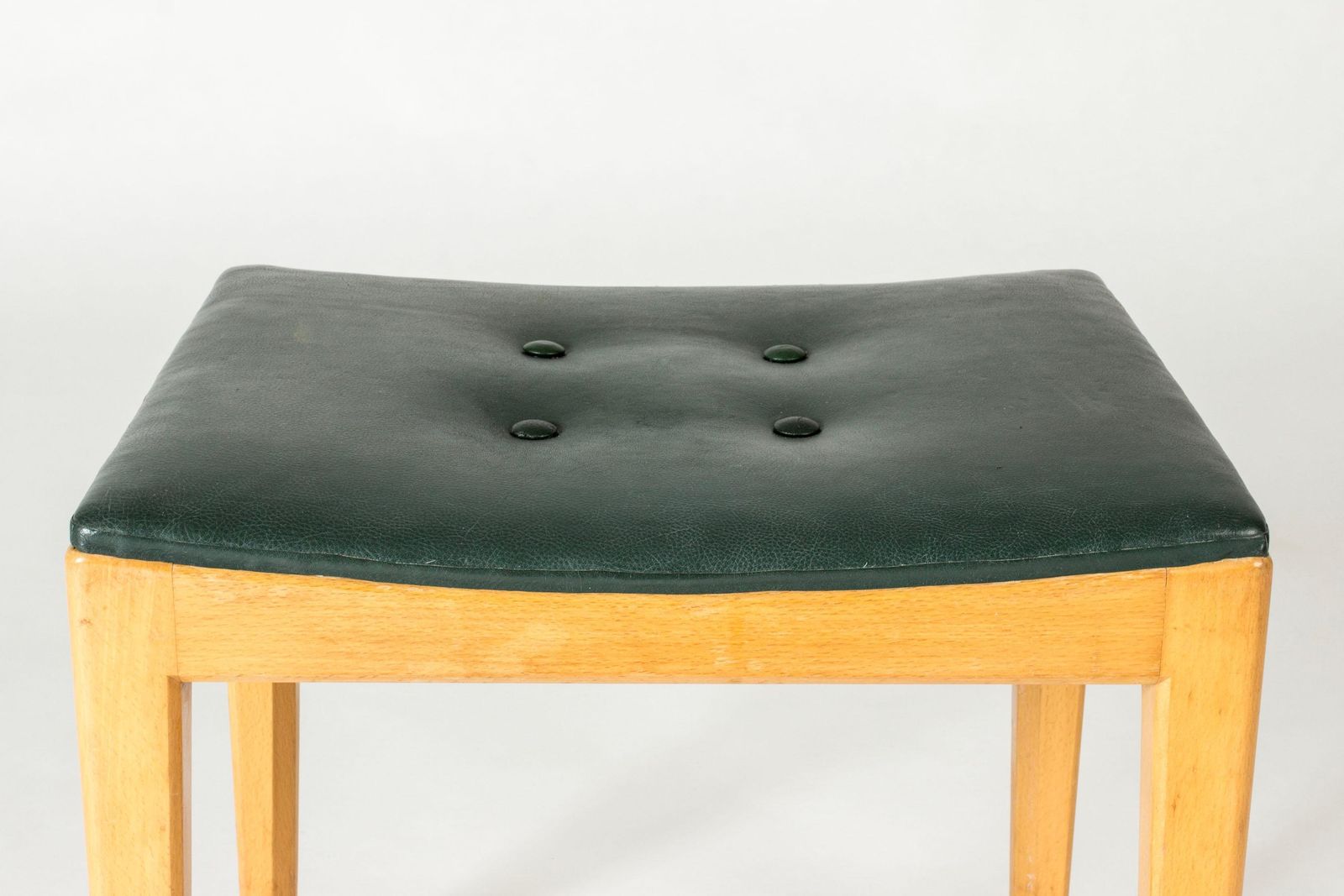Tabouret mid-century modern en cuir vert, Axel Larsson, Suède, années 1950 photo furniture