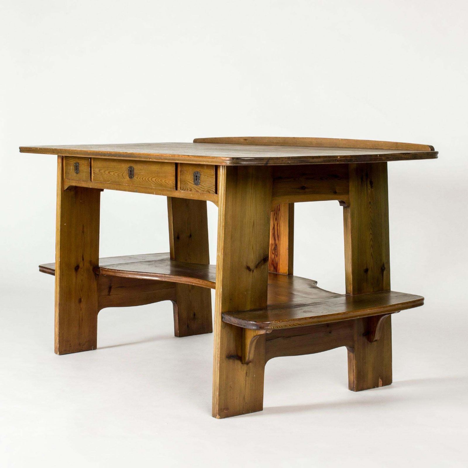 Art Nouveau Pine Desk By Carl Westman, Sweden, 1910s photo for sale