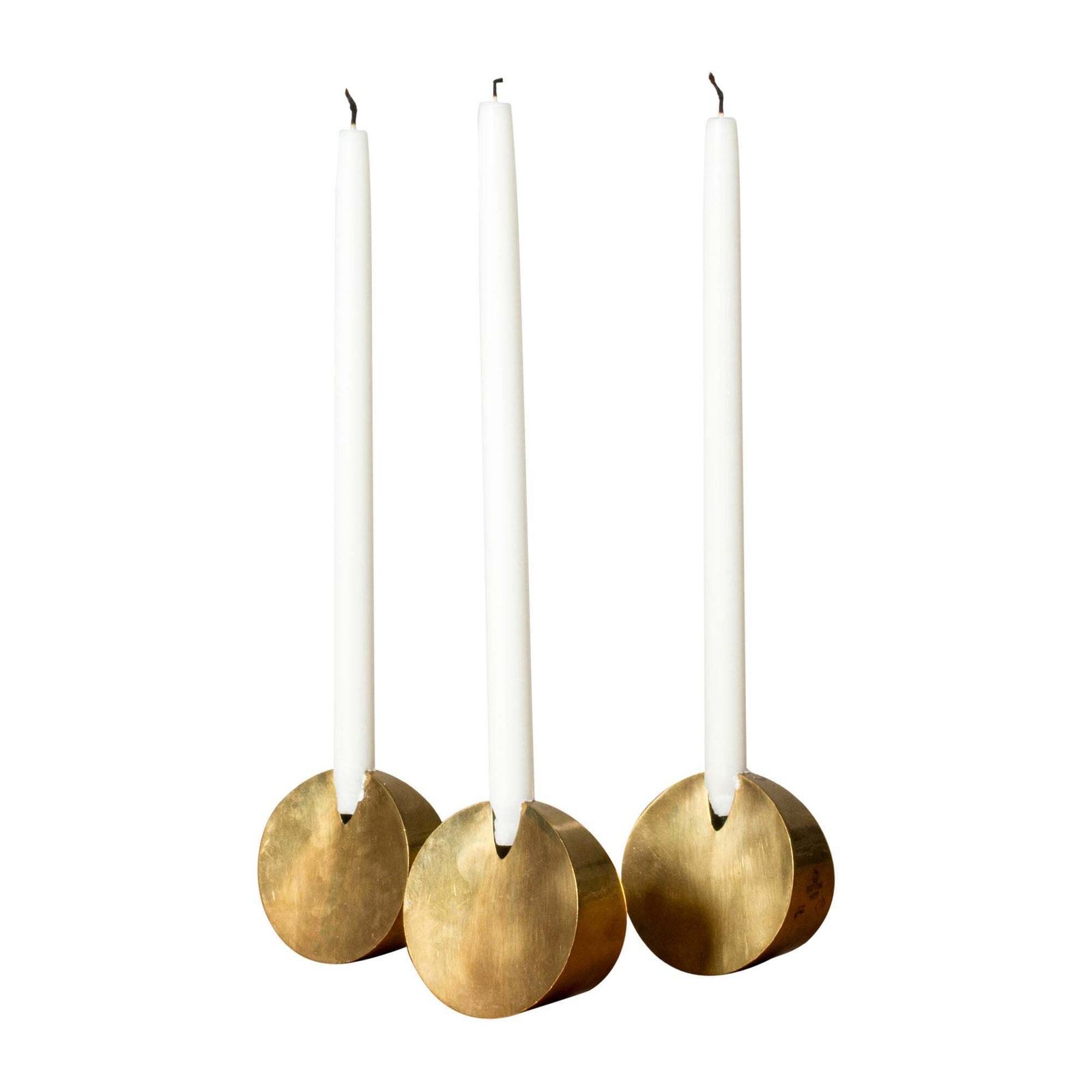 Unique Midcentury Brass Candleholders, Pierre Forssell, Skultuna, 1967