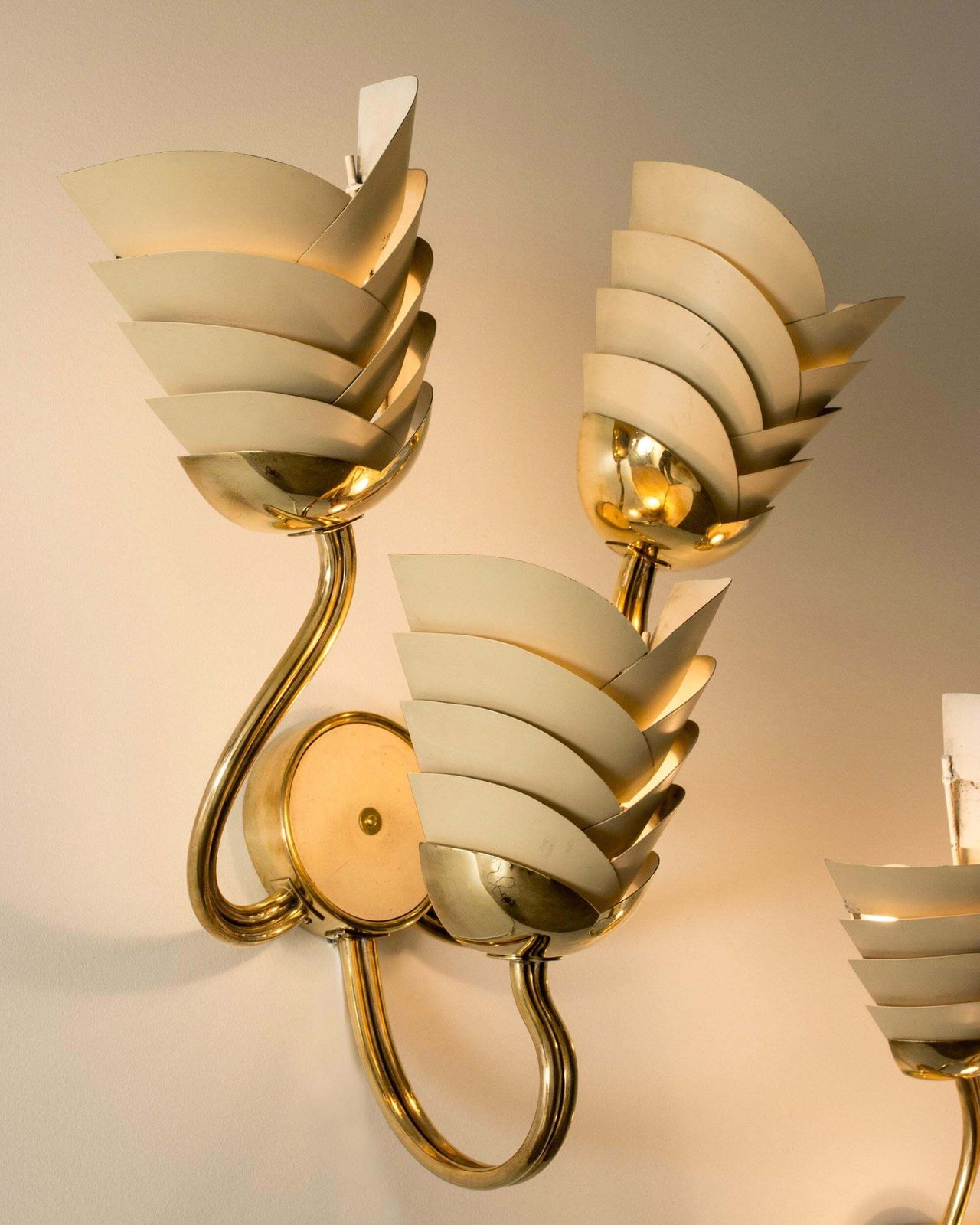 photo furniture Swedish Modern Brass Wall Lights, Sweden, 1940s