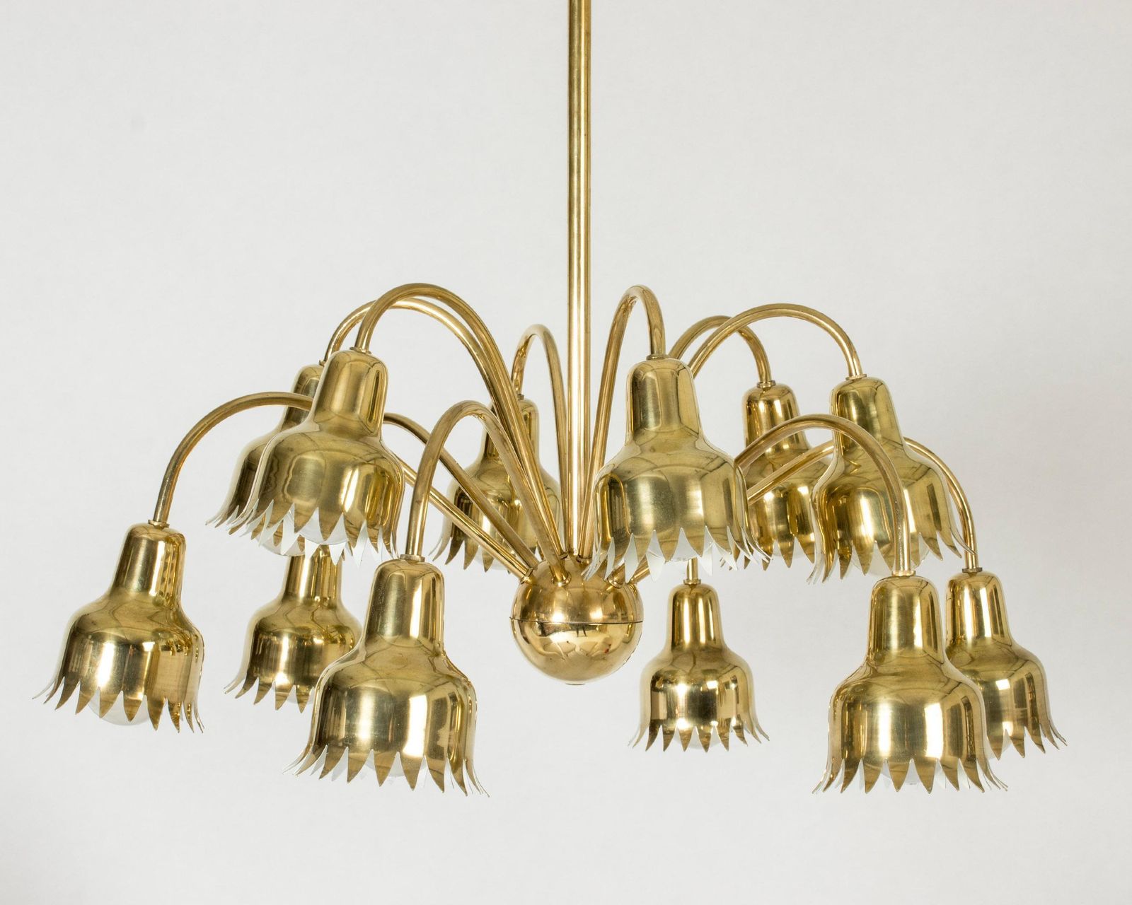 Scandinavische mid-century messing hanglamp, Hans Bergström, Zweden, jaren 1940 photo Verlichting