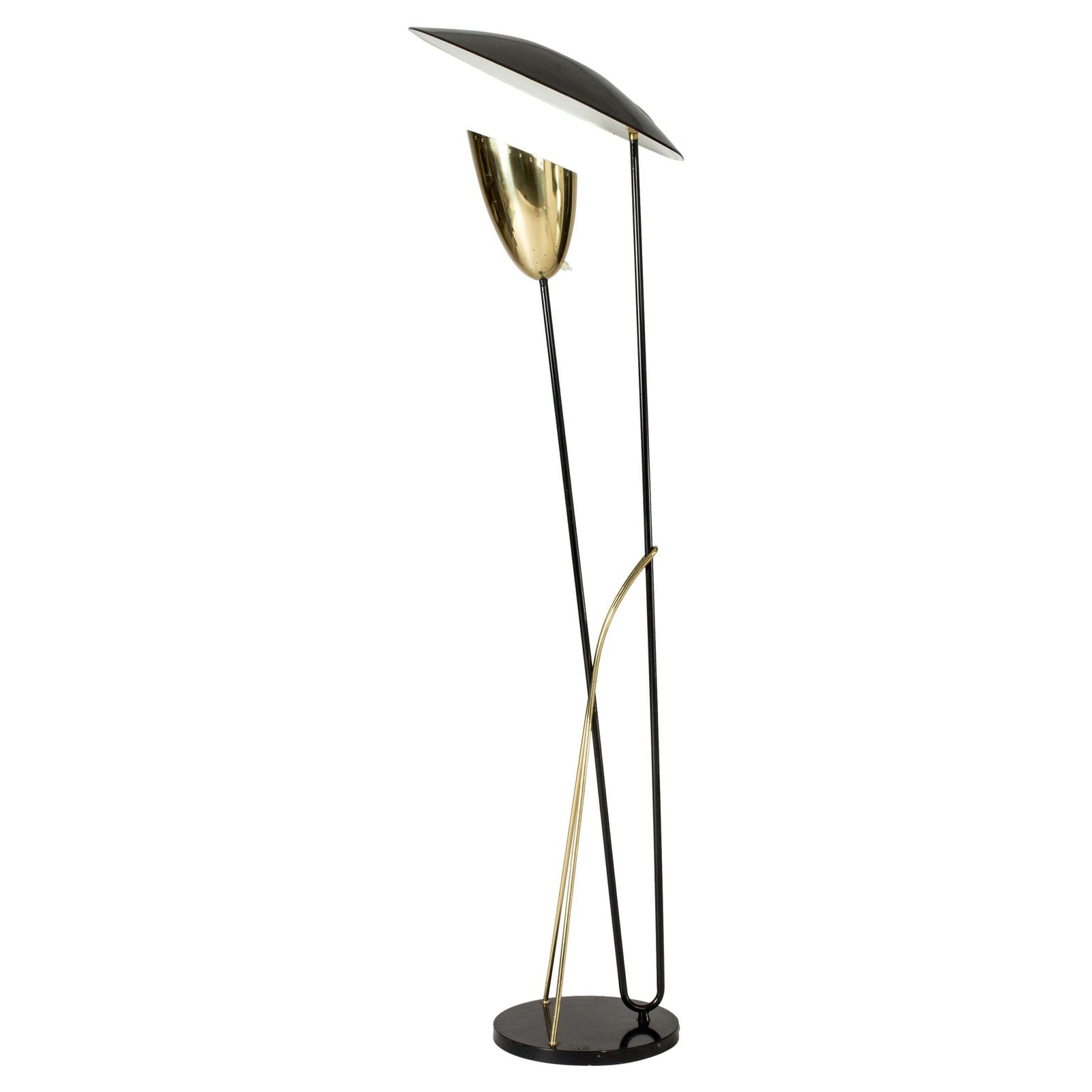 Lacquered Metal And Brass Floor Lamp By Svend Aage Holm Sørensen, Denmark