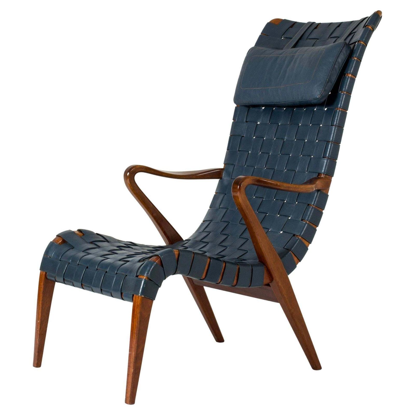 Fauteuil lounge scandinave et repose-pieds par Axel Larsson, Suède, années 1950
