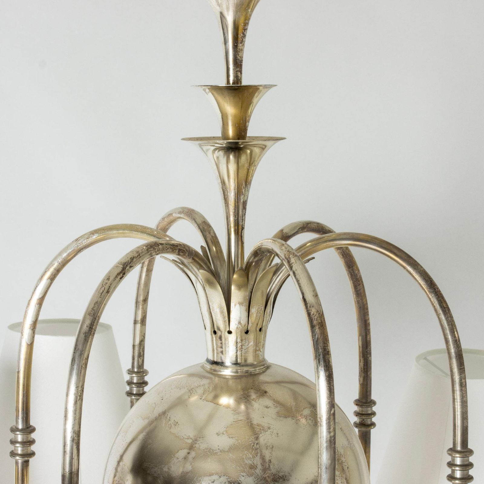 Scandinavian Modern zilveren plafondlamp van Elis Bergh, C. G. Hallberg, jaren 1920 photo 16371.0