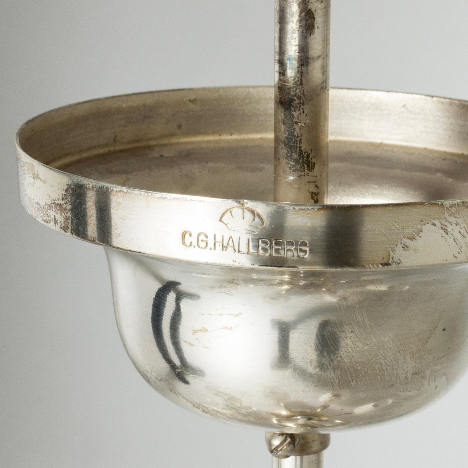photo furniture Scandinavian Modern Silver Plate Chandelier By Elis Bergh, C. G. Hallberg, 1920s