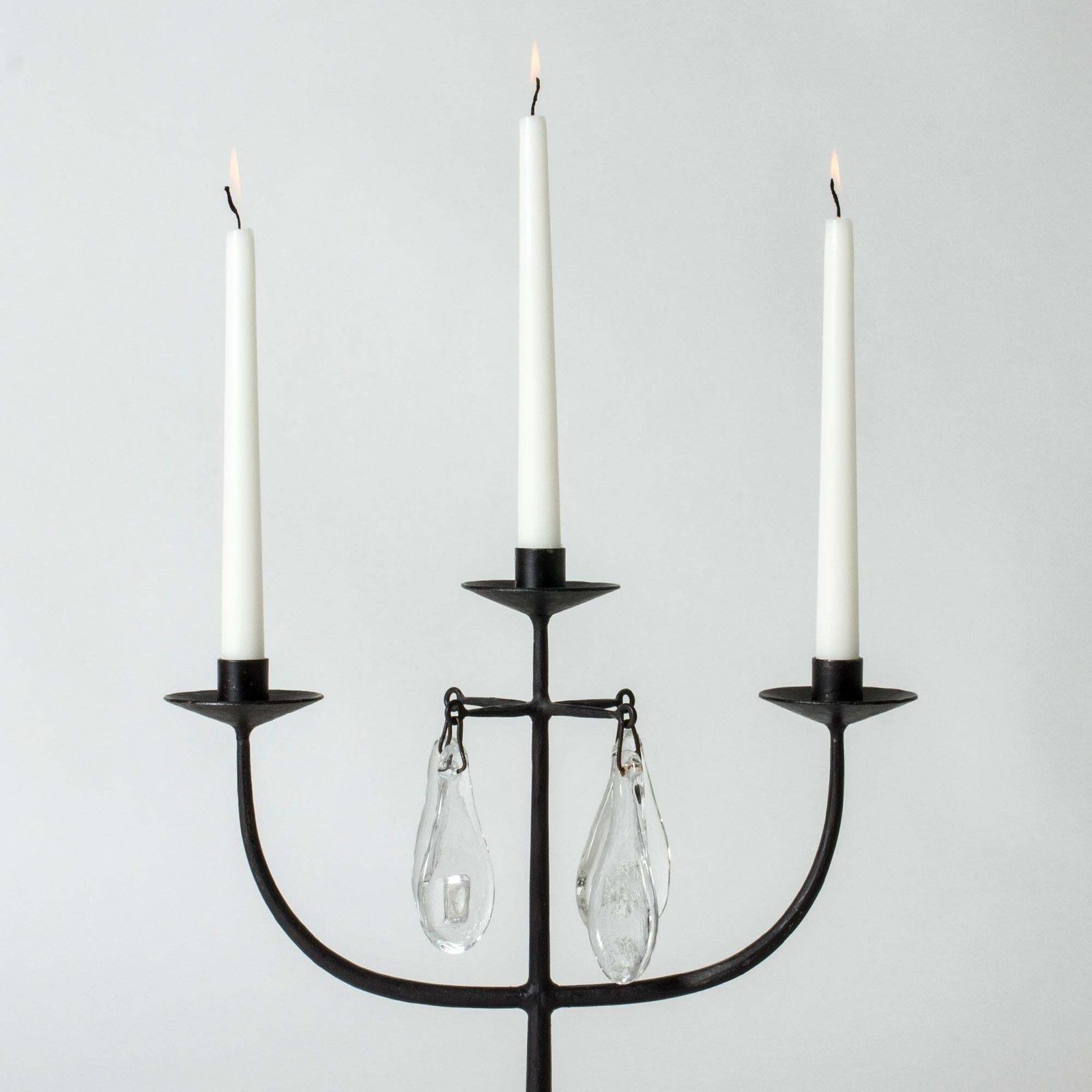 Mid-century IJzeren en Glazen Kandelaar van Erik Höglund, Boda Smide, Zweden, jaren 1960 photo furniture