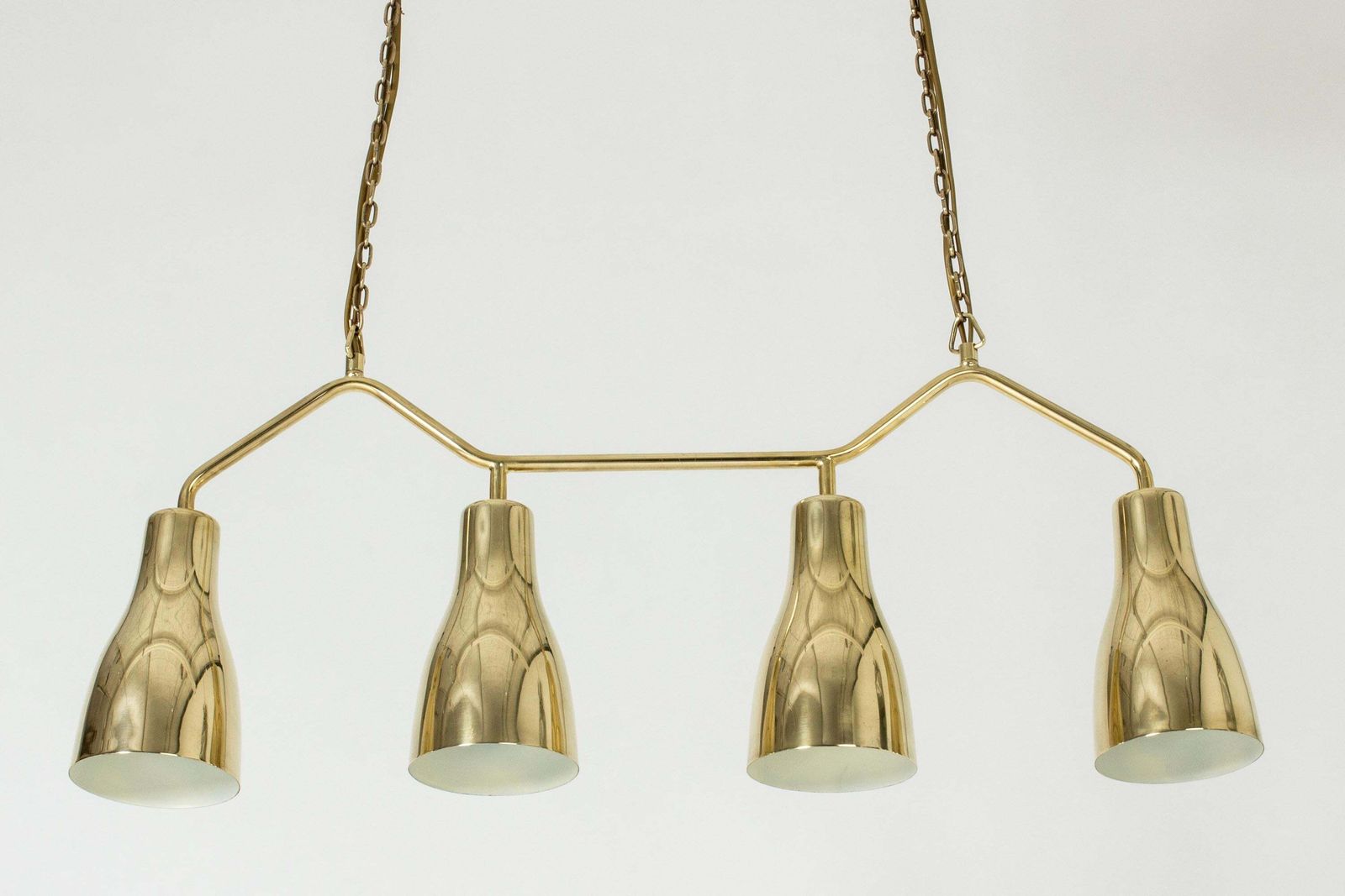 Mid Century Modern Brass Chandelier By Hans Bergström, Sweden, 1950s photo Lighting
