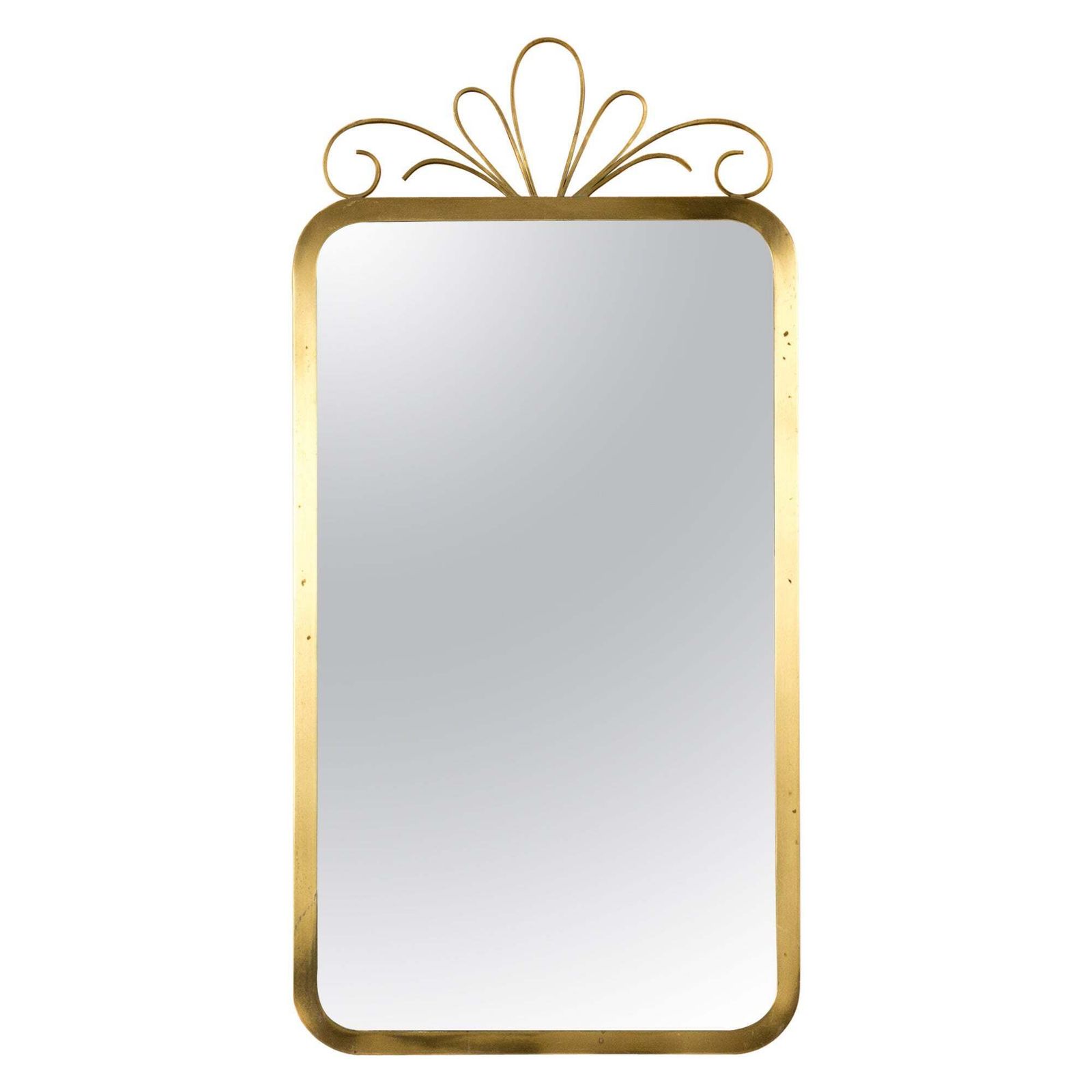 Miroir mural scandinave vintage en laiton, Suède, années 1950