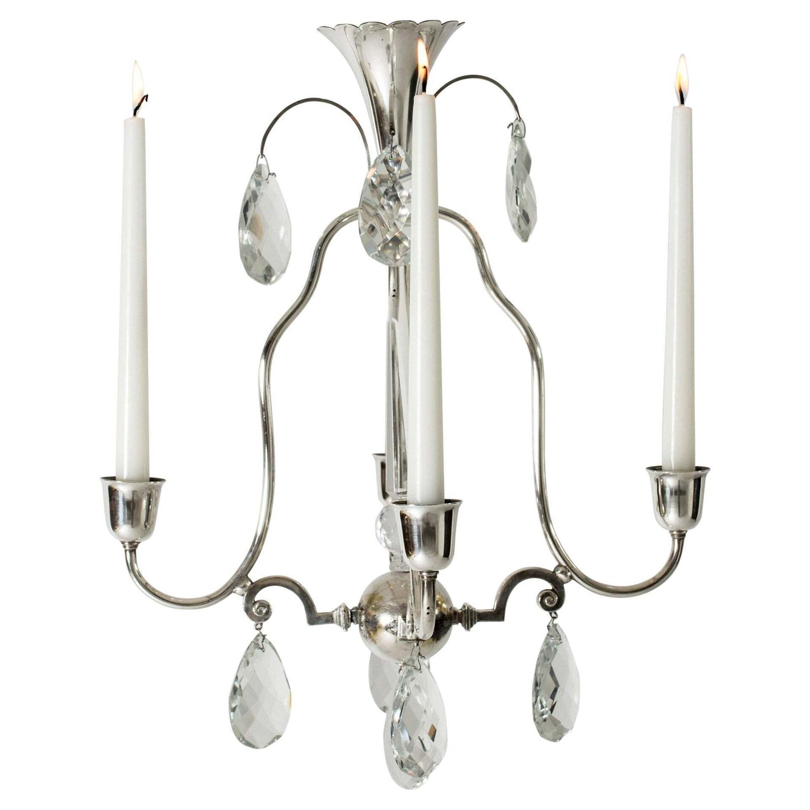 Lustre à bougies par Elis Bergh pour C. G. Hallberg, Suède, années 1920