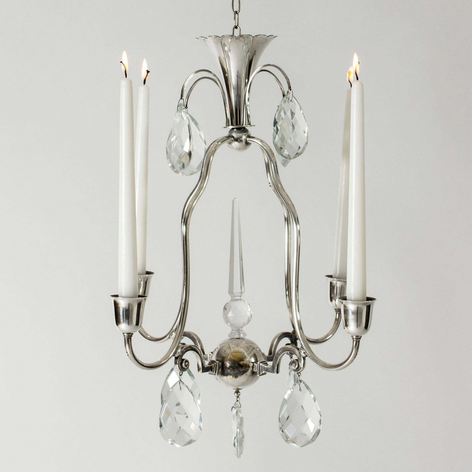 Lustre à bougies par Elis Bergh pour C. G. Hallberg, Suède, années 1920 photo furniture