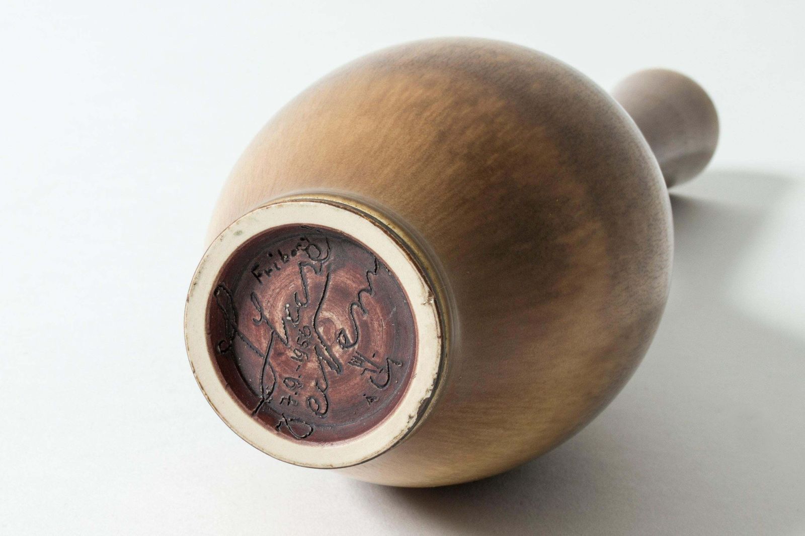 Brown Hare's Fur Stoneware Vase By Berndt Friberg For Gustavsberg, Sweden, 1956 photo vintage