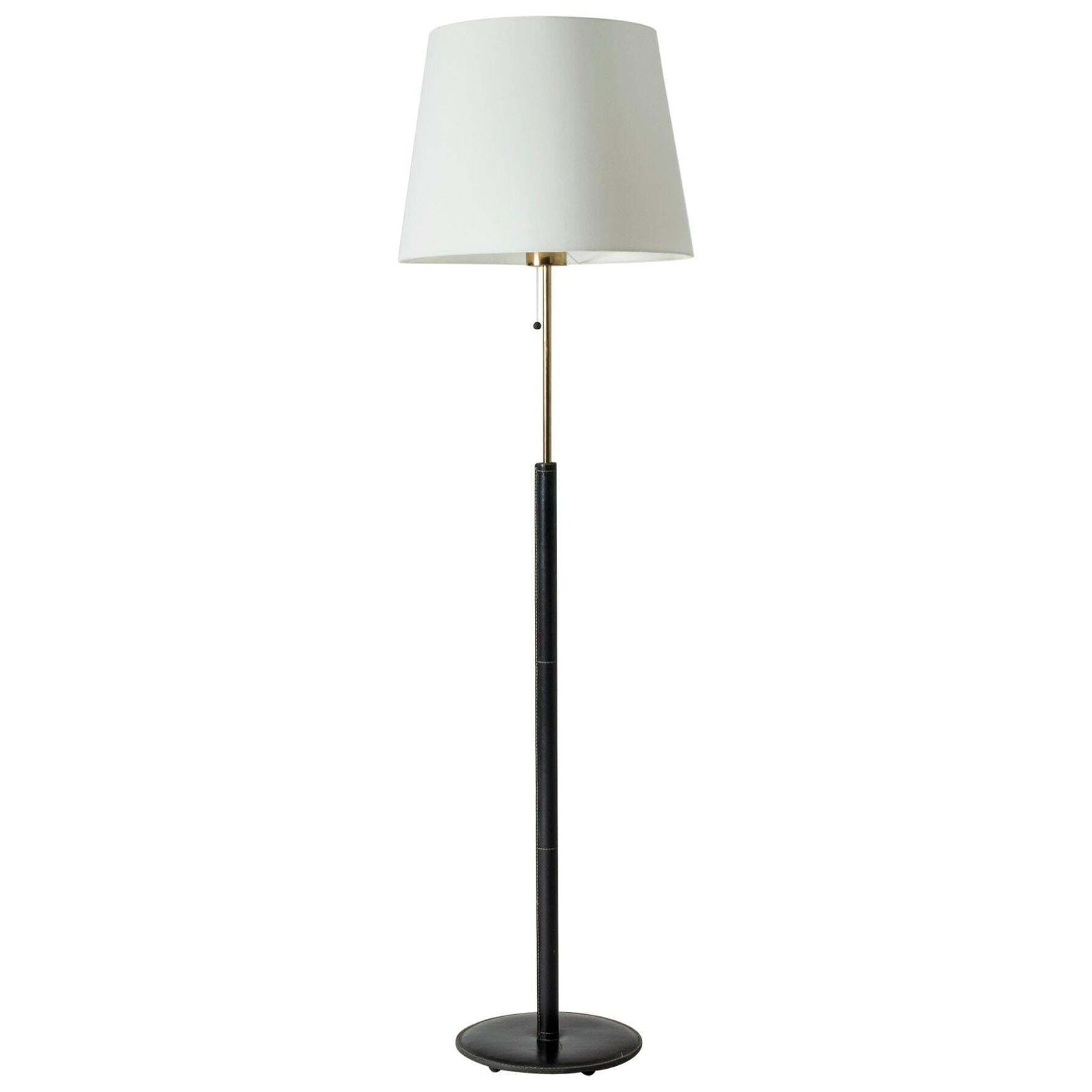 Lampadaire mid-century modern Bergboms en cuir et laiton, années 1950