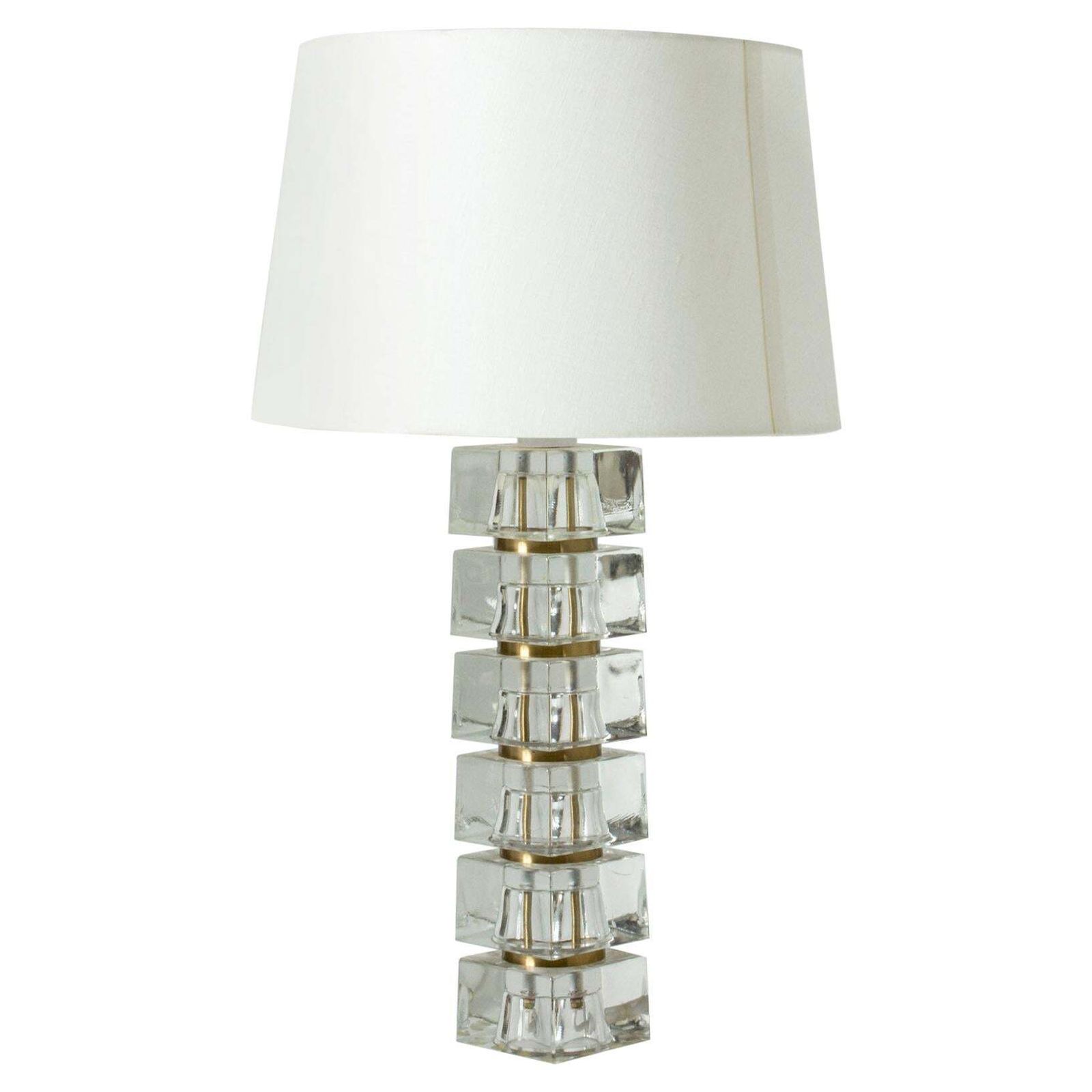 Swedish 1960s Crystal Glass Table Lamp