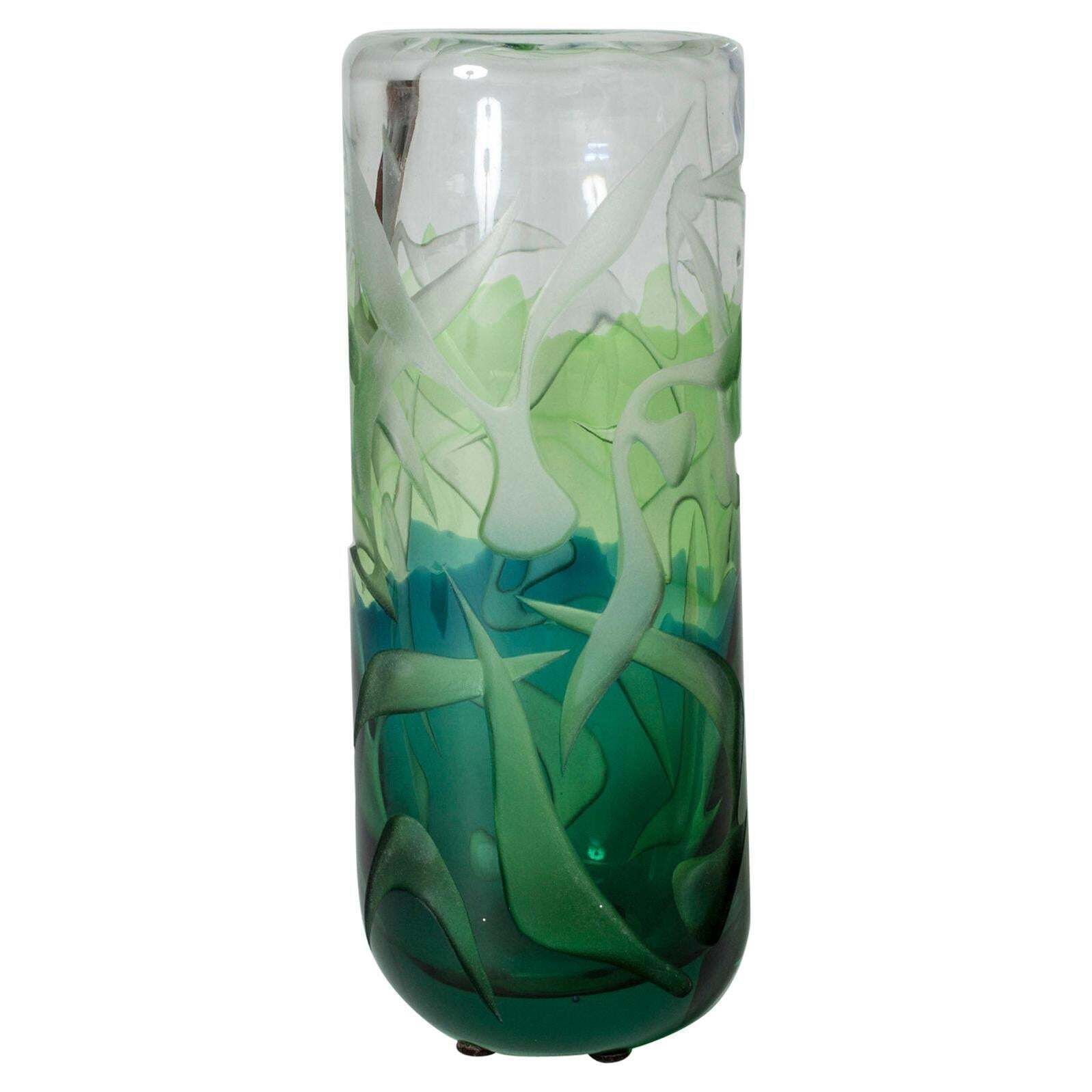 Vicke Lindstrand Glass Vase, Scandinavian Modern, Sweden, 1950s