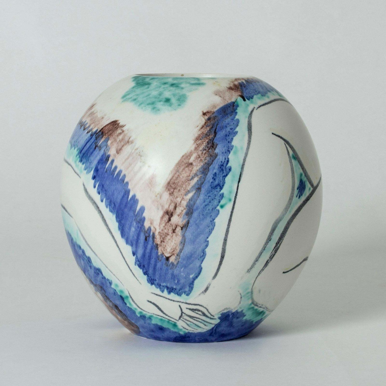 Vase en grès Scandinavian Modern par Isaac Grünewald, Suède, années 1940 photo for sale