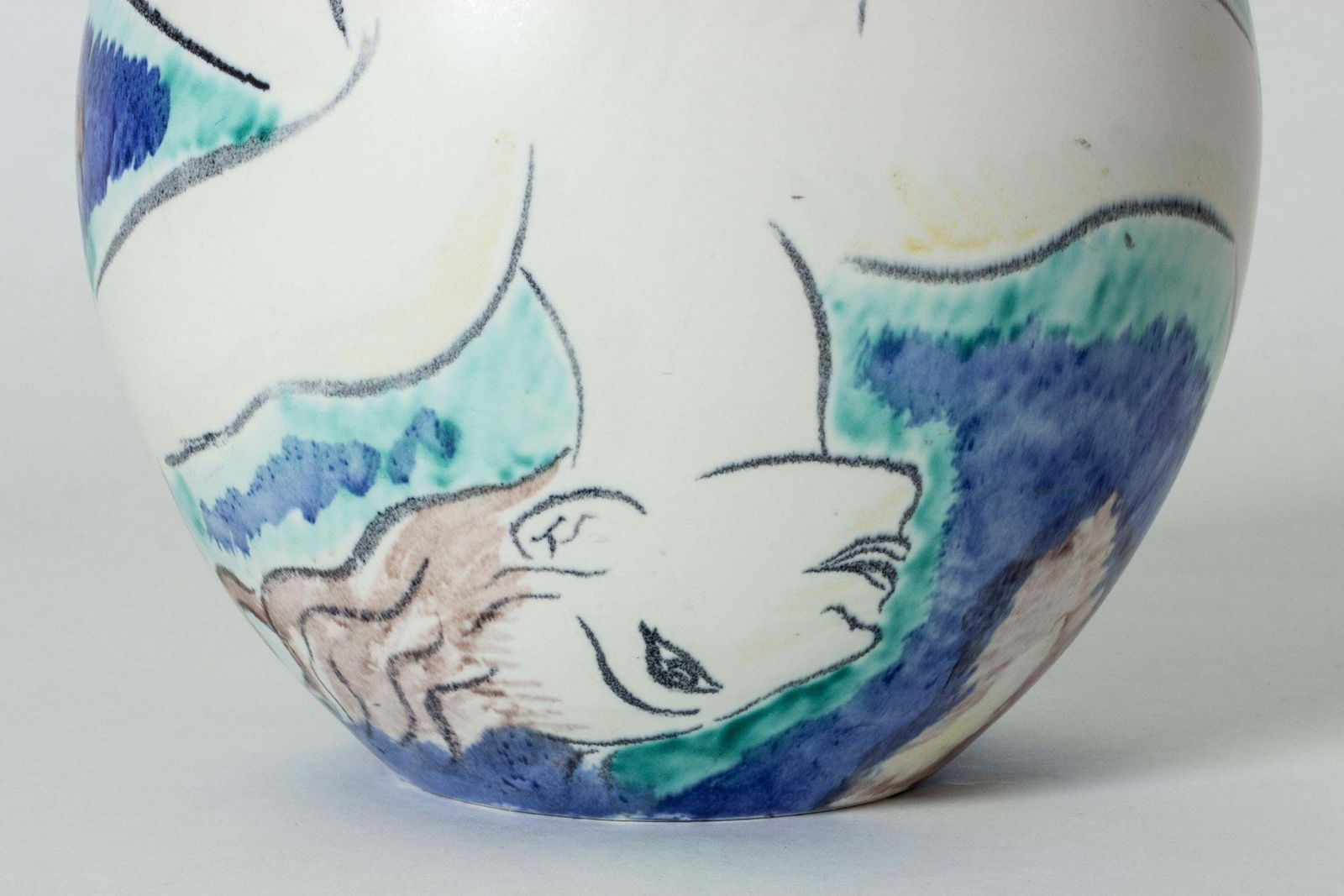 Vase en grès Scandinavian Modern par Isaac Grünewald, Suède, années 1940 photo vintage
