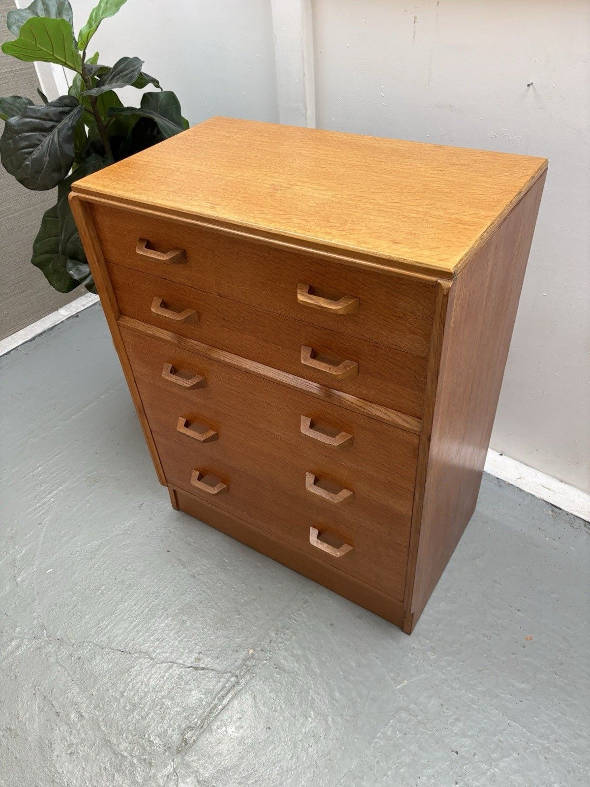 Vintage Mid Century G Plan "Brandon" Range Oak Chest Of Five Drawers 1950s photo furniture