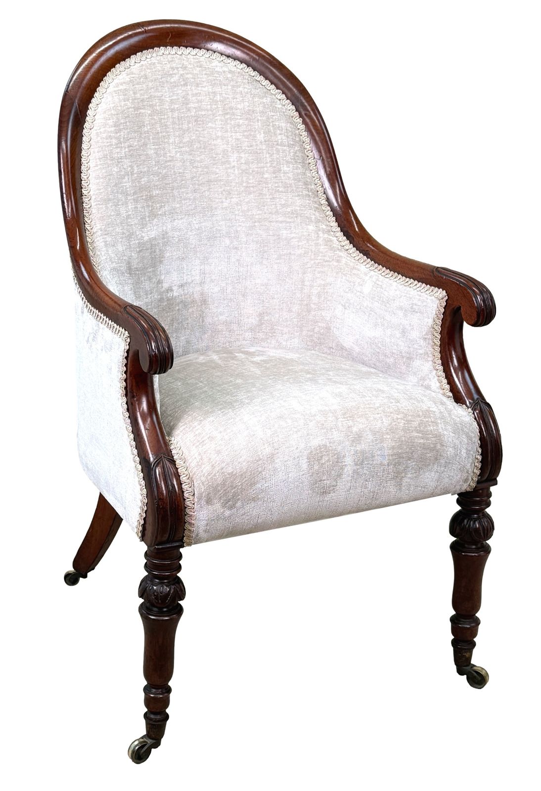 Fauteuil de bibliothèque Regency en acajou, style cuvette, Angleterre, XIXe siècle (vers 1825) photo vintage