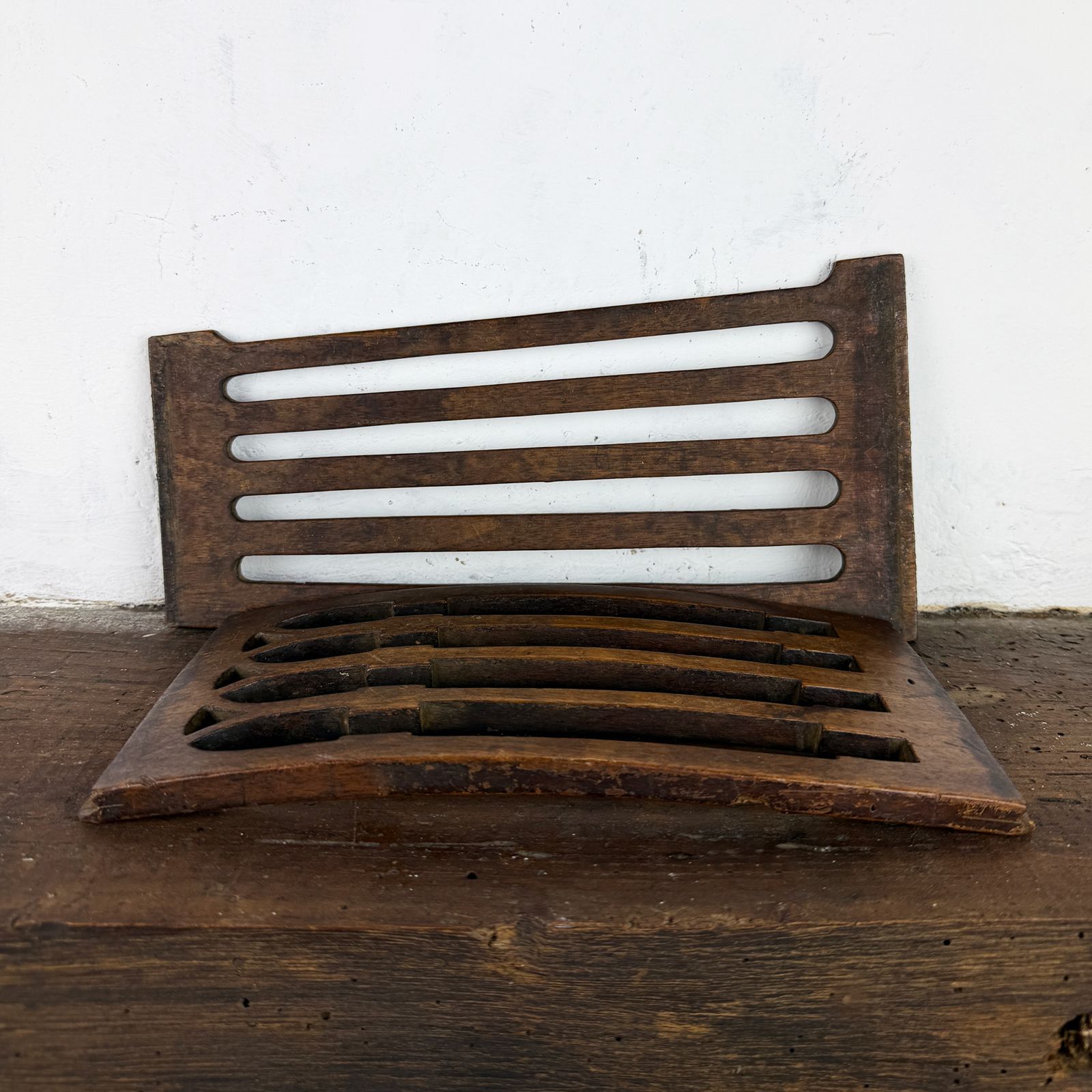 Set Of 2 Antique French Wooden Furniture Fragments, Architectural Salvage photo vintage