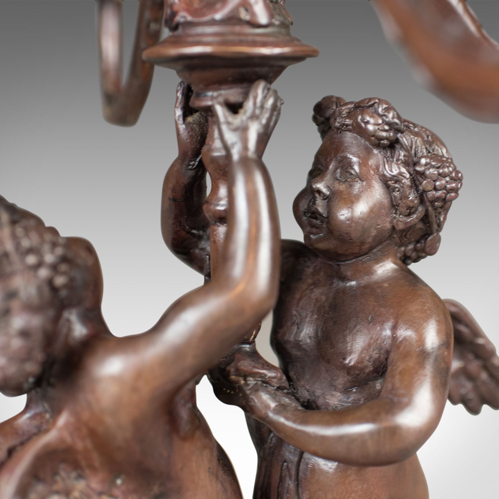 Bronze Girandole Candelabra, 4 Branch, Victorian Revival Candlestick photo vinterior