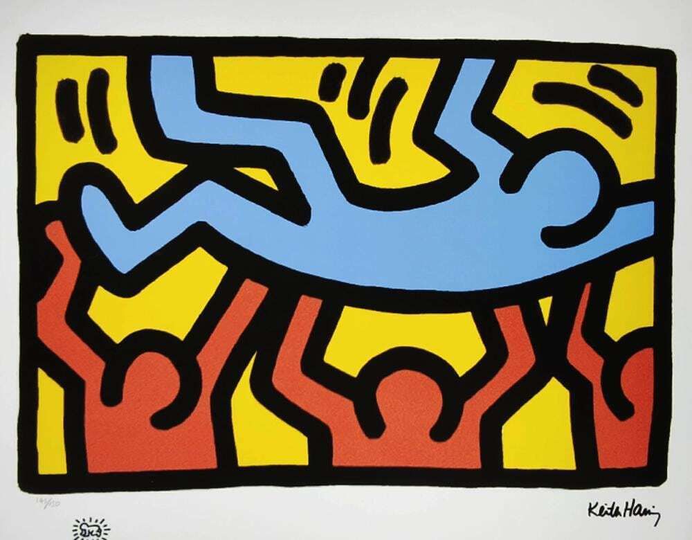 Keith Haring Limited Edition Lithograph uit de jaren 1990, genummerd in potlood. photo furniture