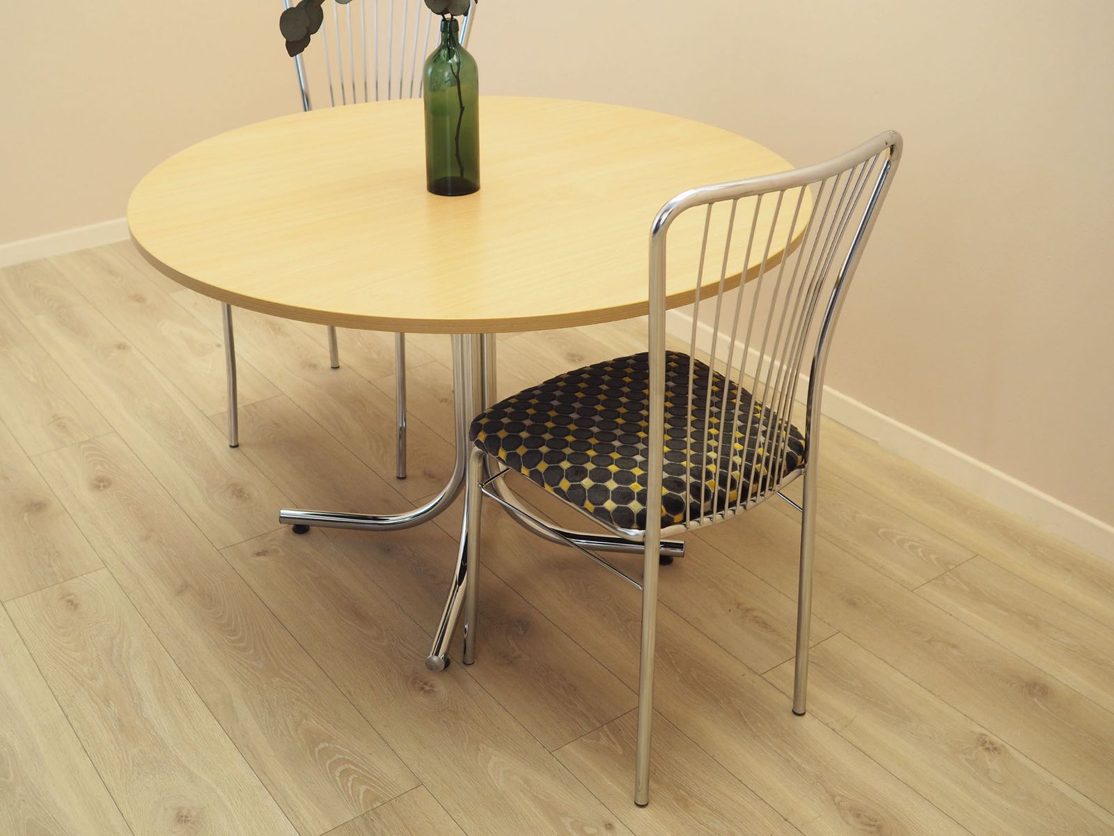 Italian Round Dining Table With Laminate Top On Chrome Base, 1980s photo buy