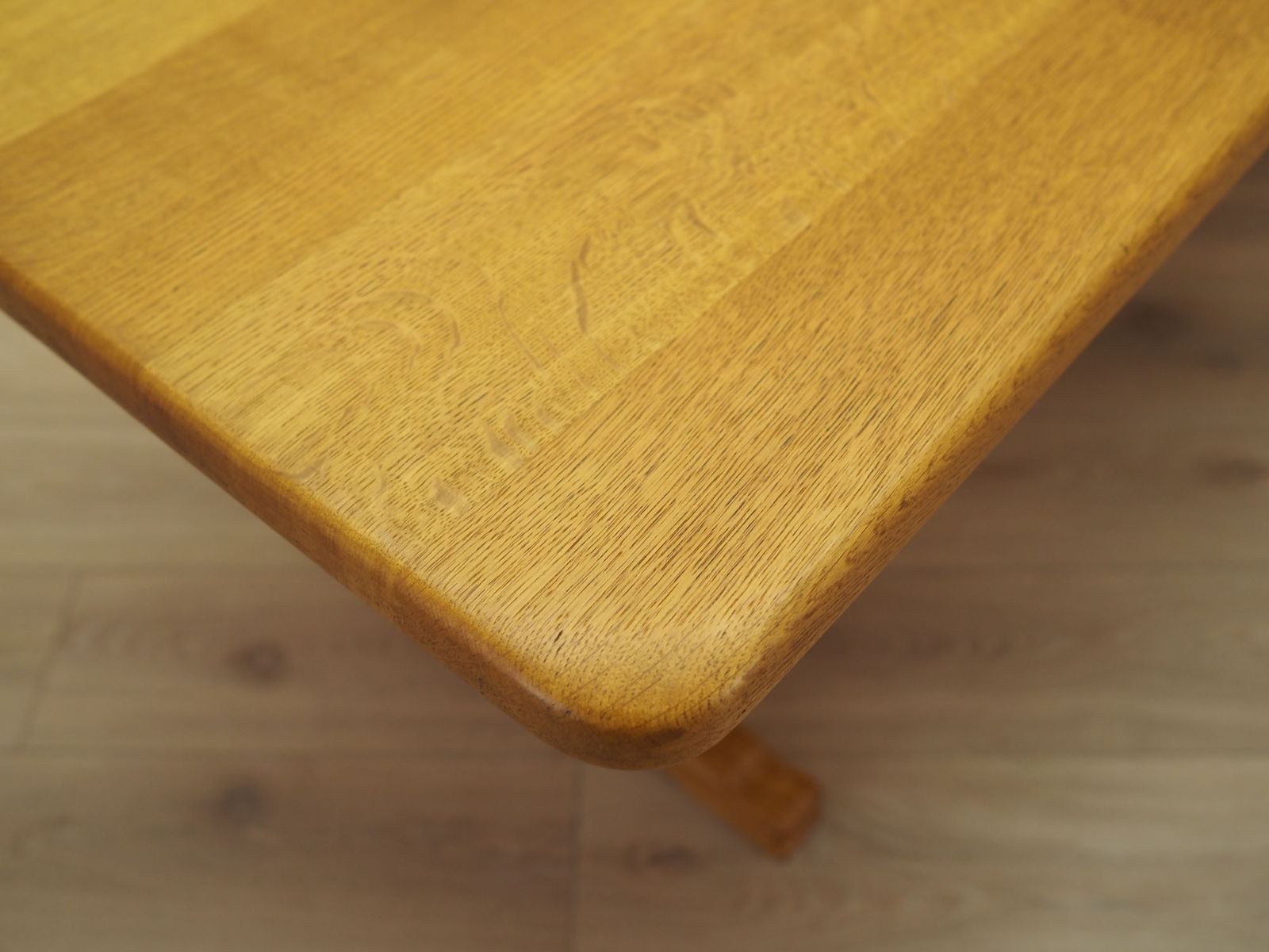 Danish Solid Oak Dining Table, Trestle Construction, 1960s photo buy