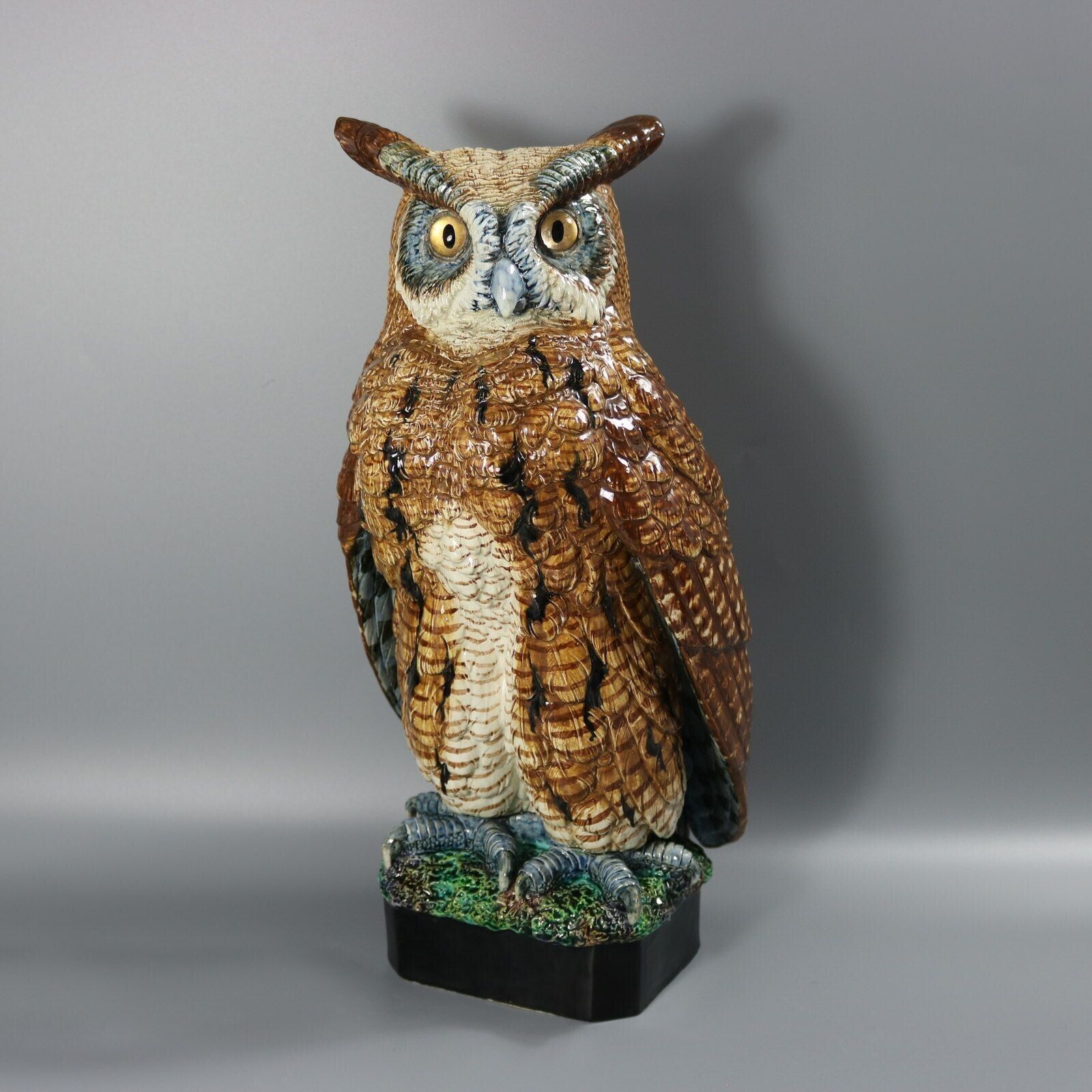 Rare Hugo Lonitz Majolica Eagle Owl Figure