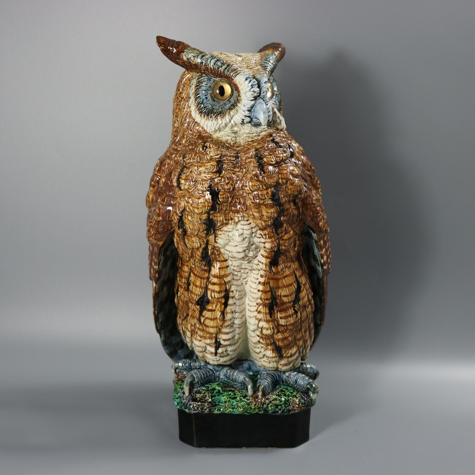 Rare Hugo Lonitz Majolica Eagle Owl Figure photo vintage