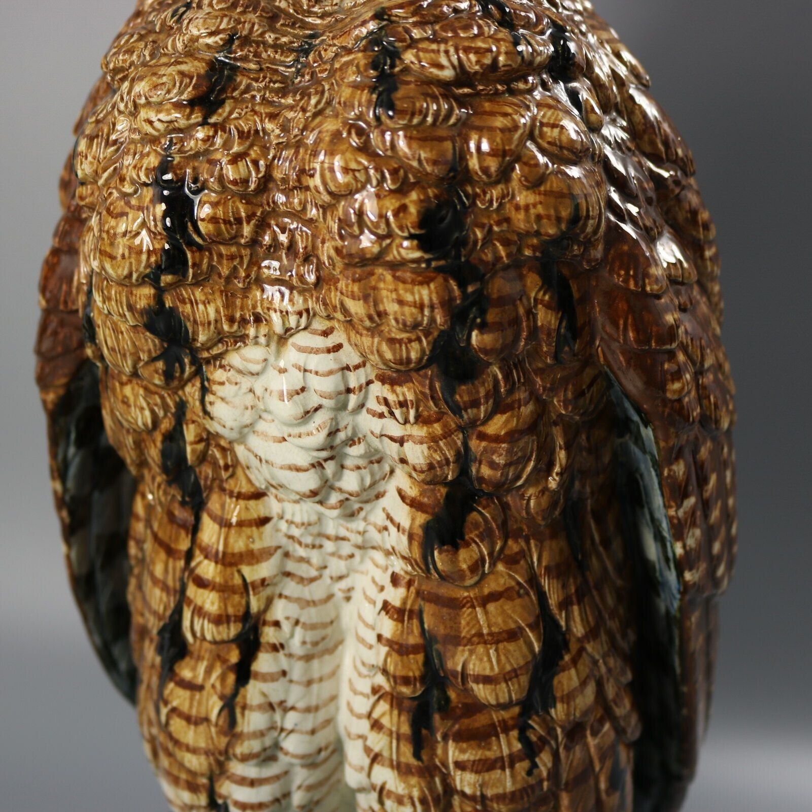 31000.0 Rare Hugo Lonitz Majolica Eagle Owl Figure photo