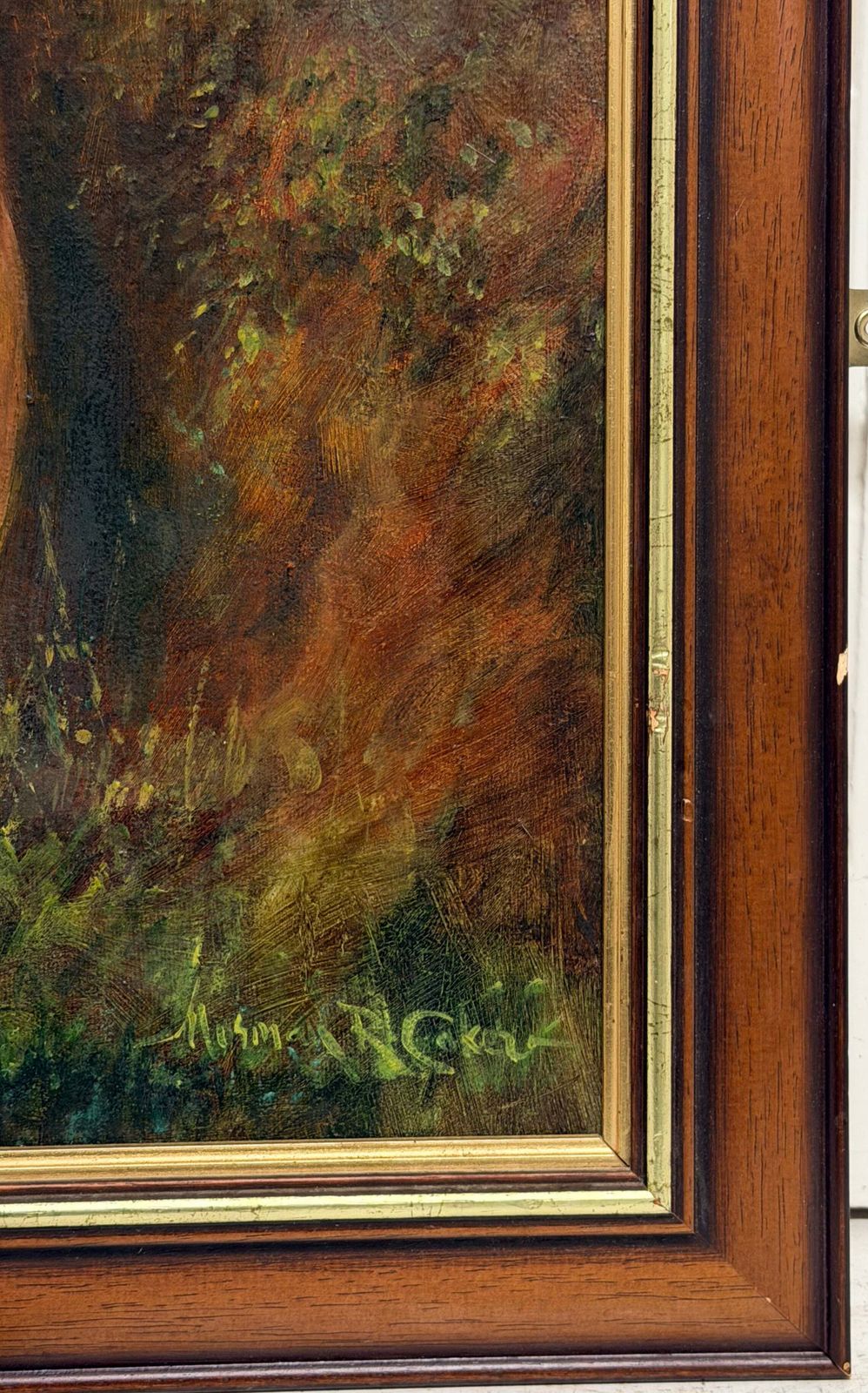 Portrait d'un lévrier fauve dans un paysage boisé, école anglaise, peinture de sport à l'huile photo Art