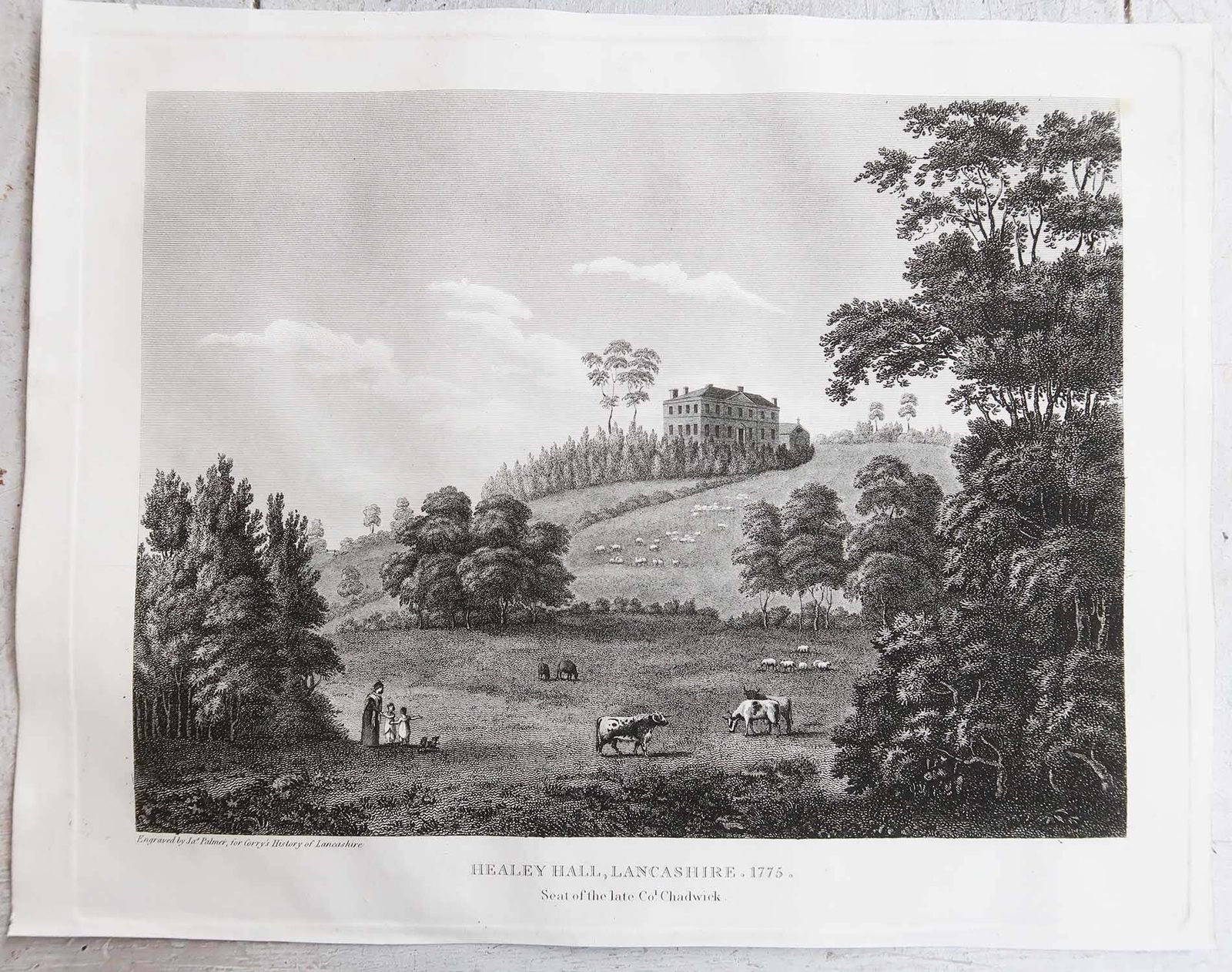 Set van 6 antieke prenten van Engelse landhuizen en tuinen, ca. 1790 photo 168.0