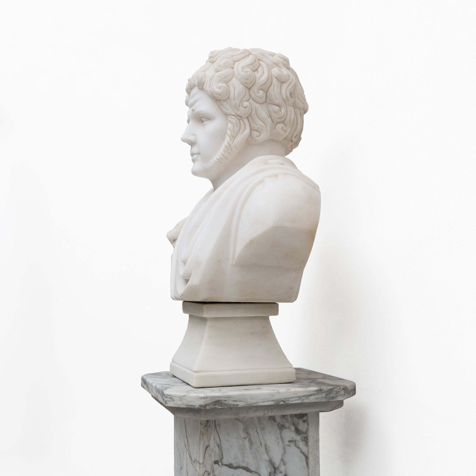 White Marble Bust Of A Roman Emperor, 20th Century photo Art