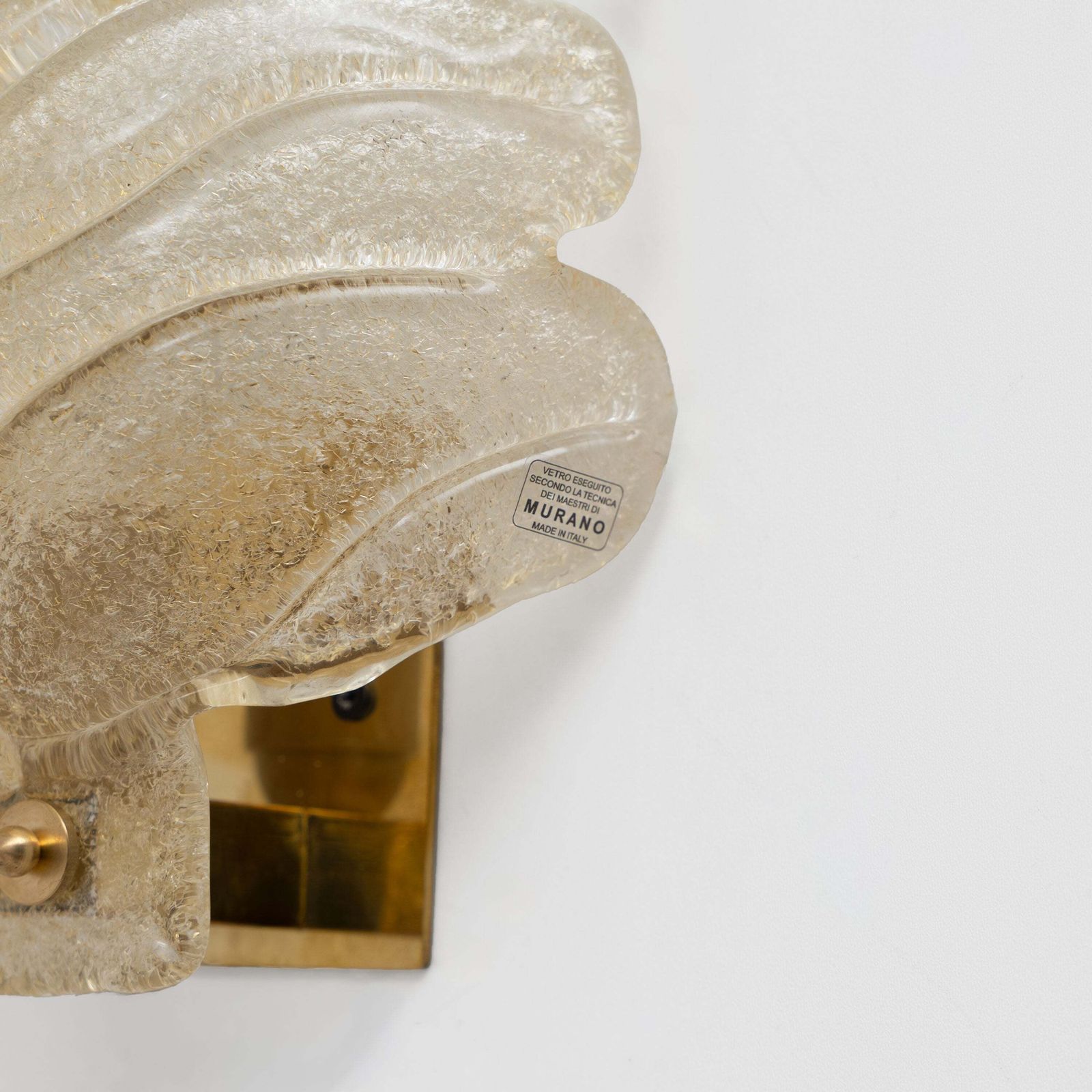 Pair Of Barovier & Toso Style Mid Century Modern Murano Glass Gold Leaf Wall Sconces photo vinterior