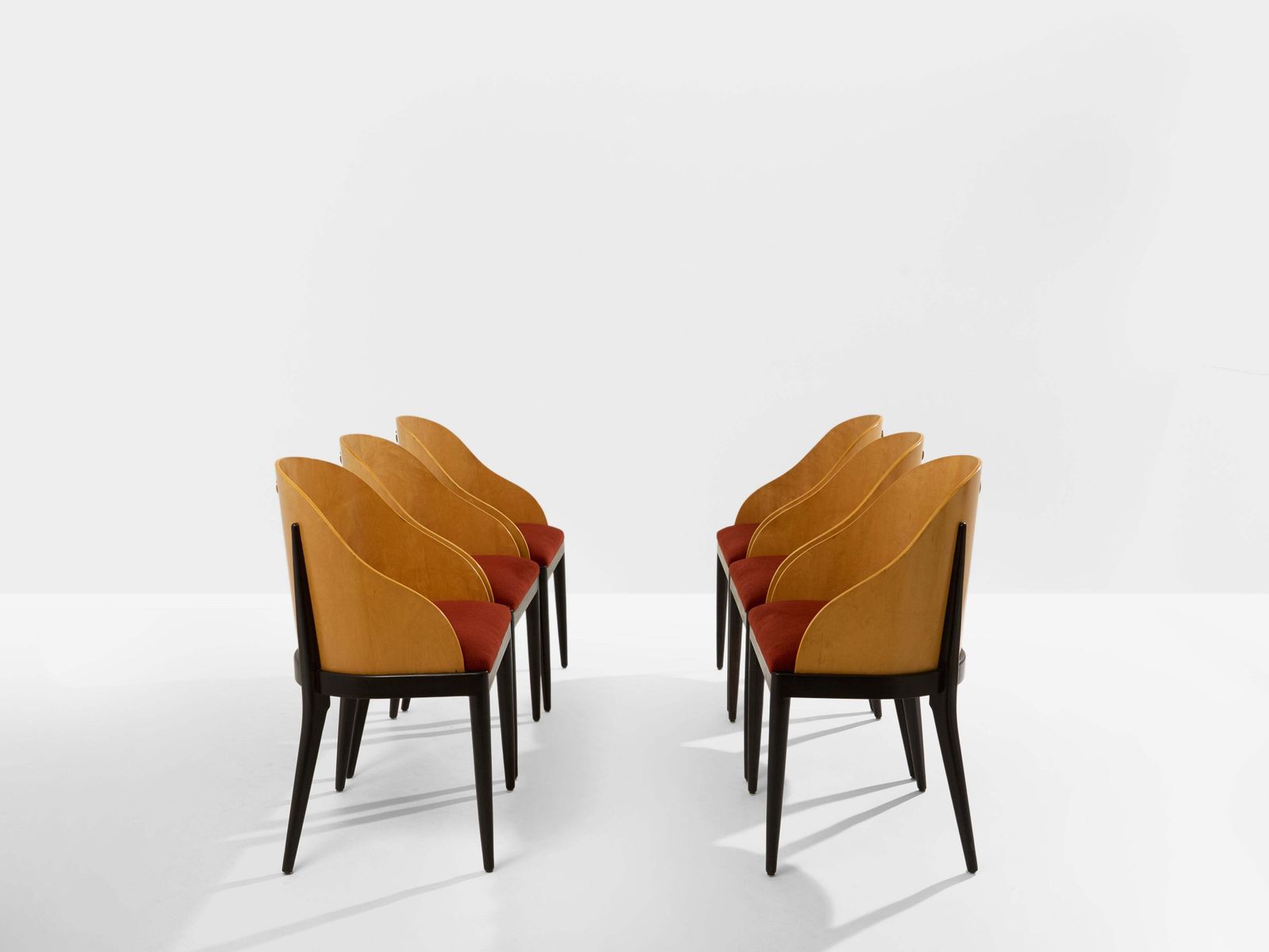 Chaises Concerto Garouste & Bonetti en sycomore, bronze et velours d'alpaga, 1990 photo for sale