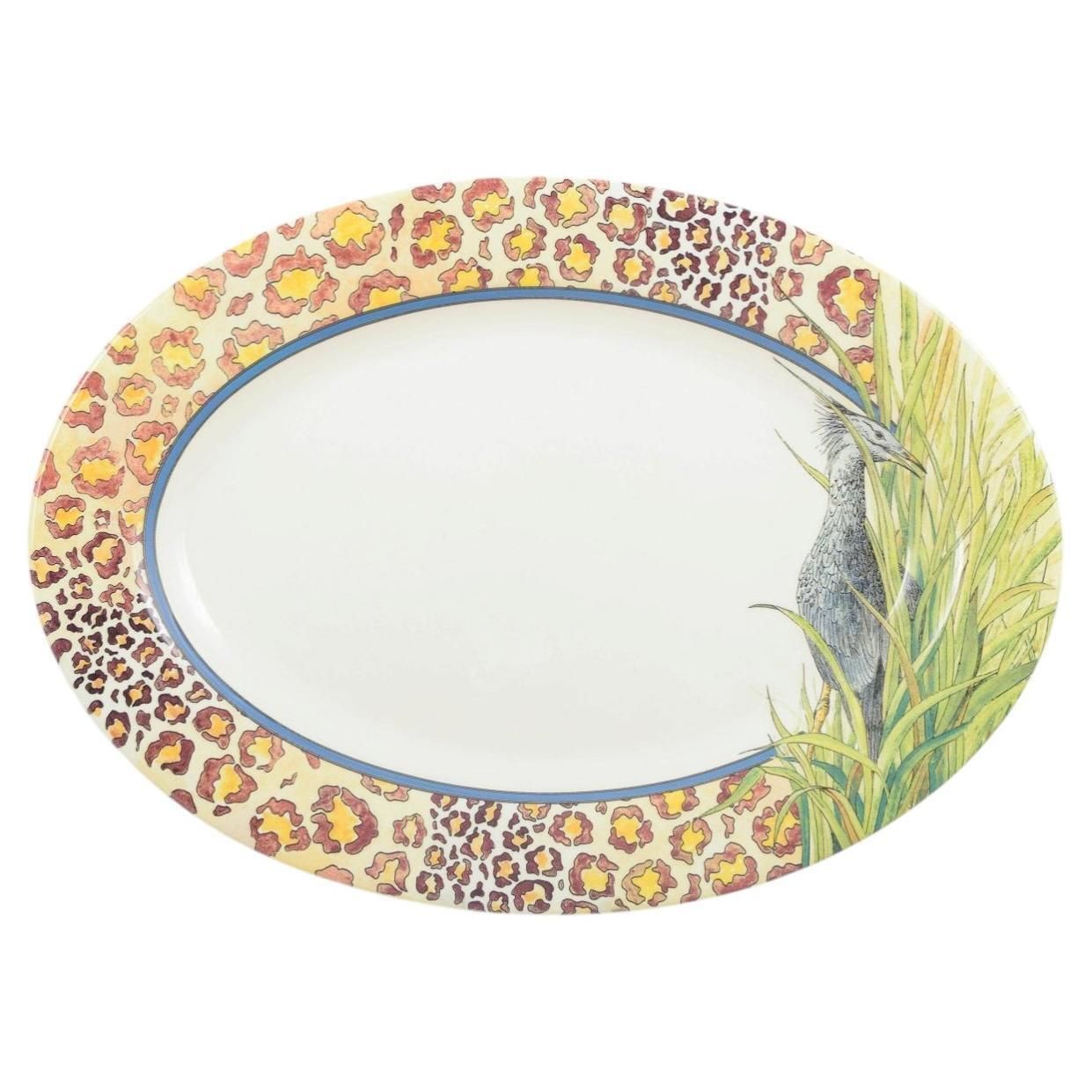 Gien, France. "Savane", ovale serveerschaal in faience, jaren 1980.