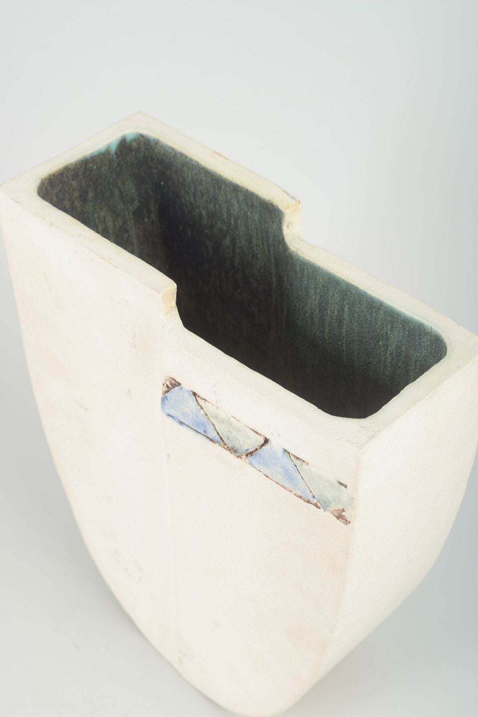 Stoneware Vase With White Exterior And Green Interior Glaze, 1980s photo furniture
