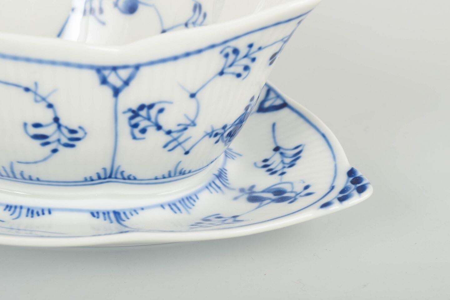 Royal Copenhagen, Blue Fluted Plain. Porcelain Sauce Boat, 1980s photo for sale