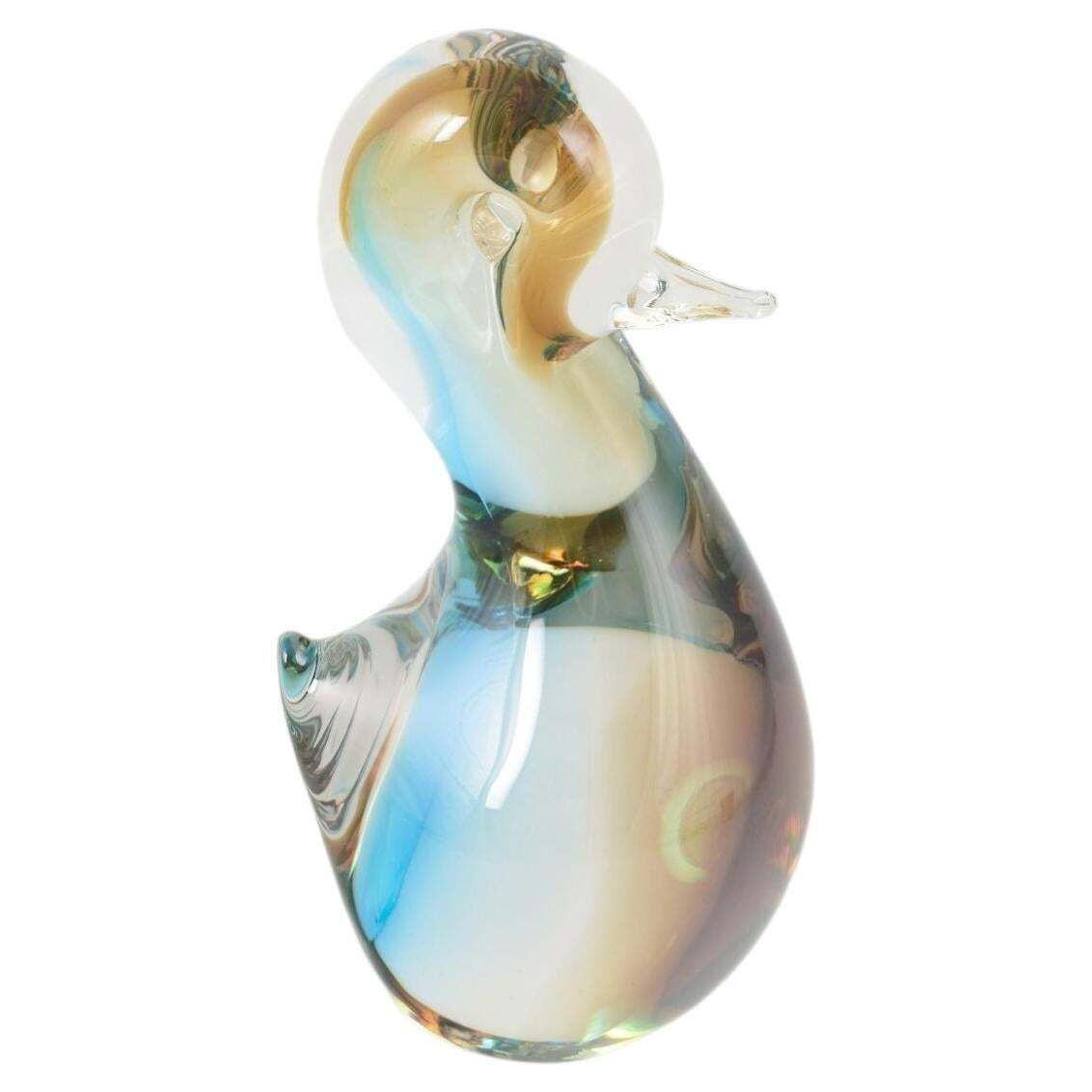 Ronneby, Sweden. Art Glass Figure “Duckling”. Sommerso Technique. 1970s.