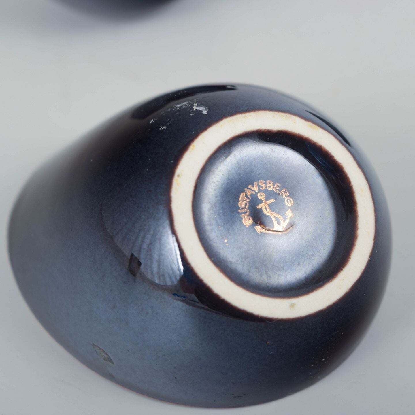 Gustavsberg. Three Miniature Bowls In Deep Blue Glaze. Mid 20th Century. photo Home Decor