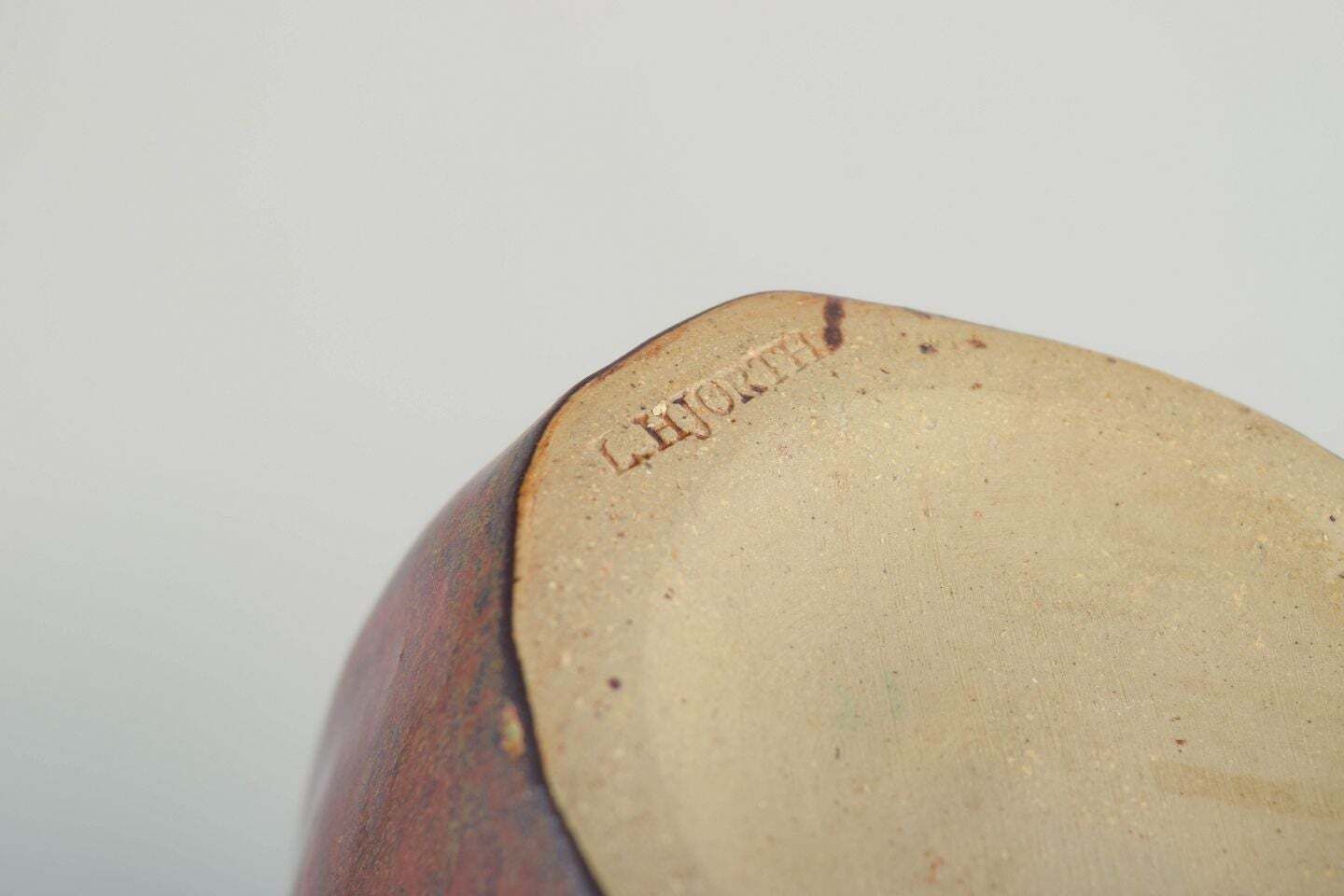 L. Hjorth. Stoneware Vase With Softly Rounded Triangular Form. Mid 20th C. photo Home Decor