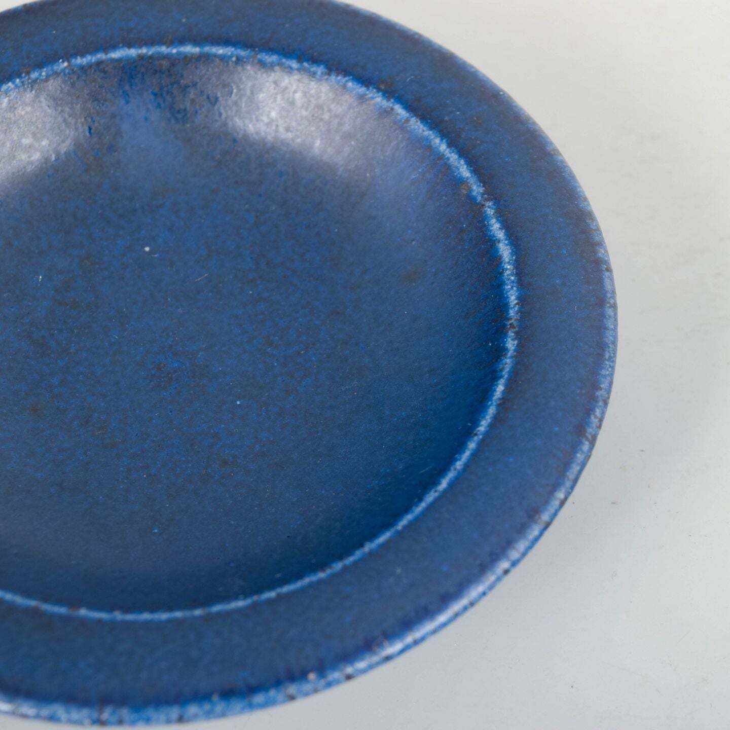 Saxbo, Denmark. Small Stoneware Dish In Deep Blue Glaze. Mid 20th C. photo for sale