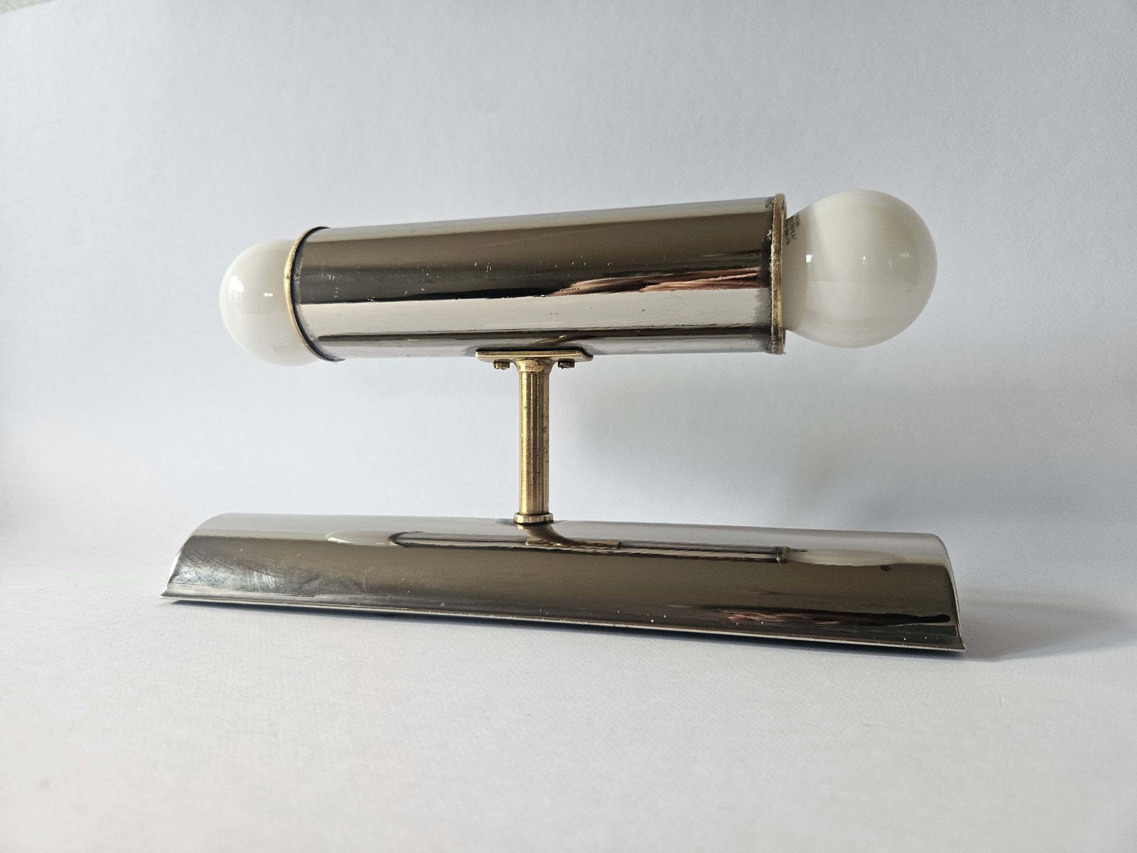 Zeldzame mid-century wandlamp van chroom en messing buiswerk, Tz Schmitz Leuchten, jaren 1970 photo for sale