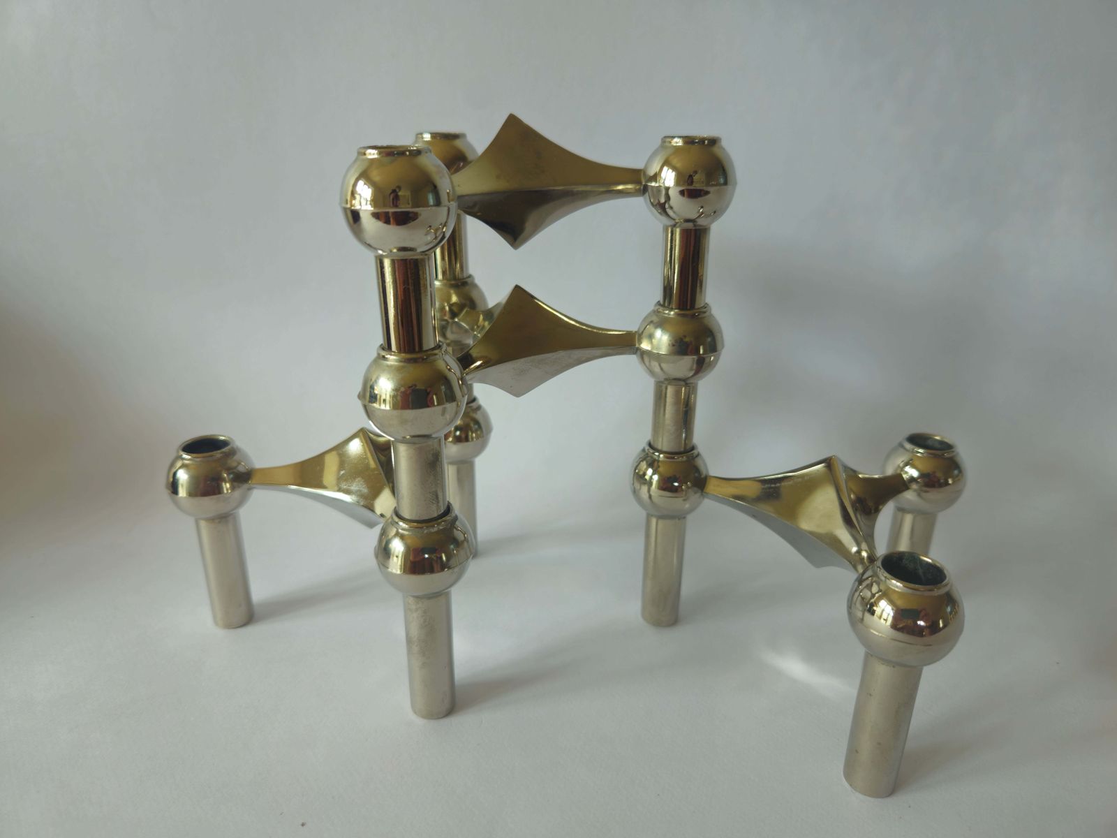 photo for sale Set Of Four Sculptural, Stackable Candle Holders Stoffi & Nagel For Bmf Nagel