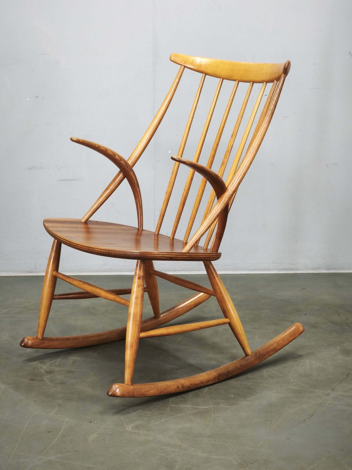 Illum Wikkelsø Danish Modern Rocking Chair By Niels Eilersen, 1960s photo vintage