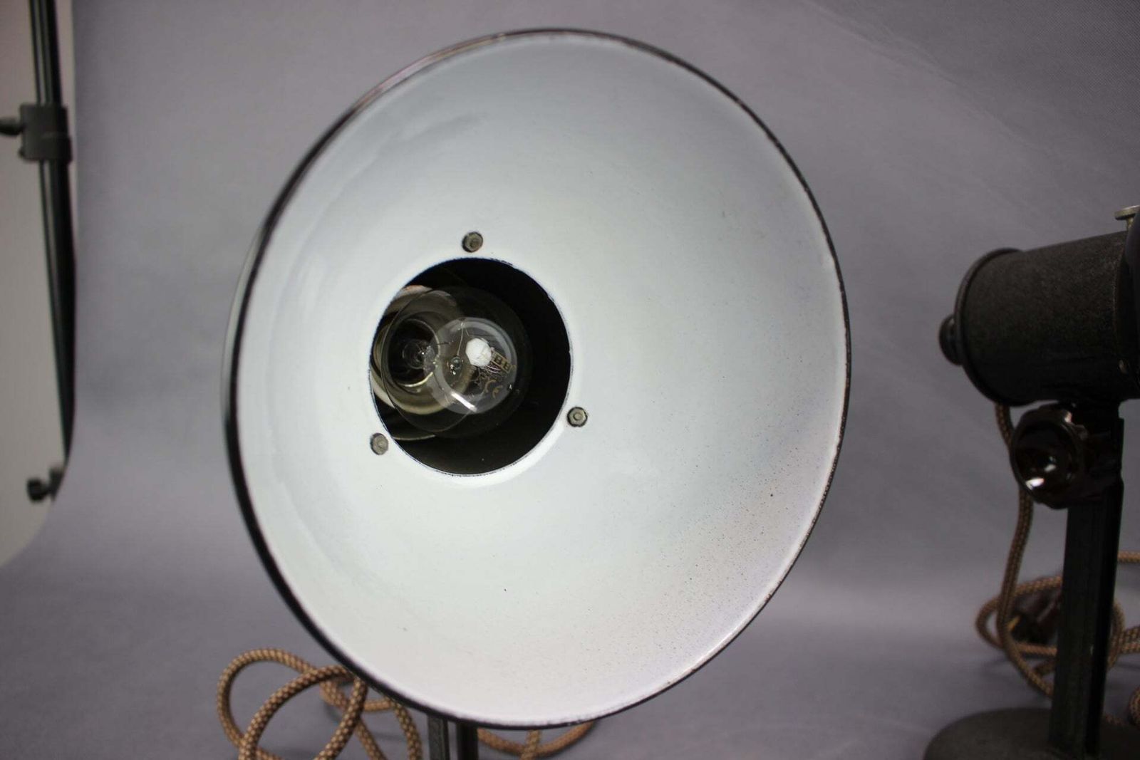 photo vinterior Paire de lampes de bureau industrielles réglables, 1955, Tchécoslovaquie