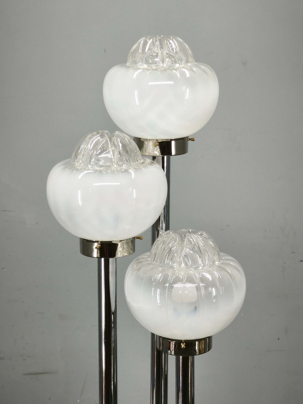 photo buy 1970s Italian Murano Glass, Chrome And Marble Three Light Floor Lamp