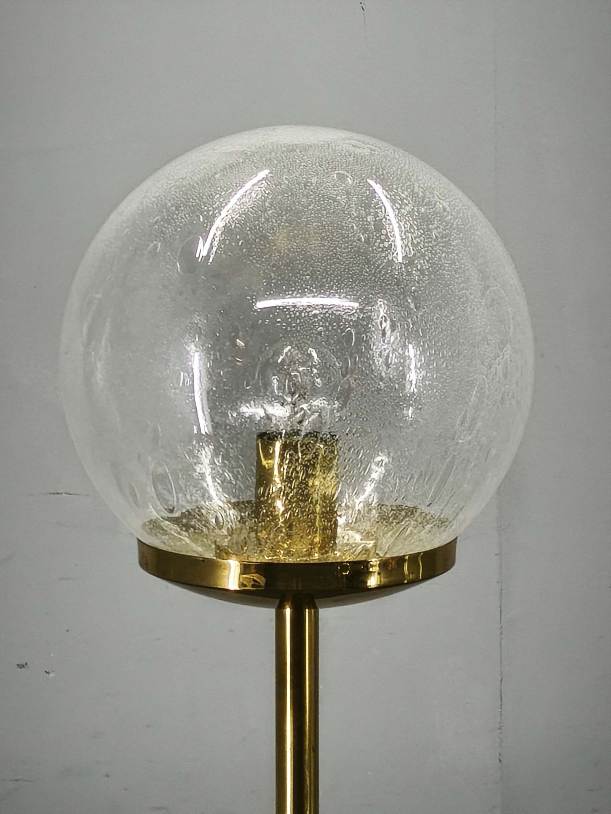 photo for sale Space Age Bubble Glass And Brass Floor Lamp, Czechoslovakia, 1970s