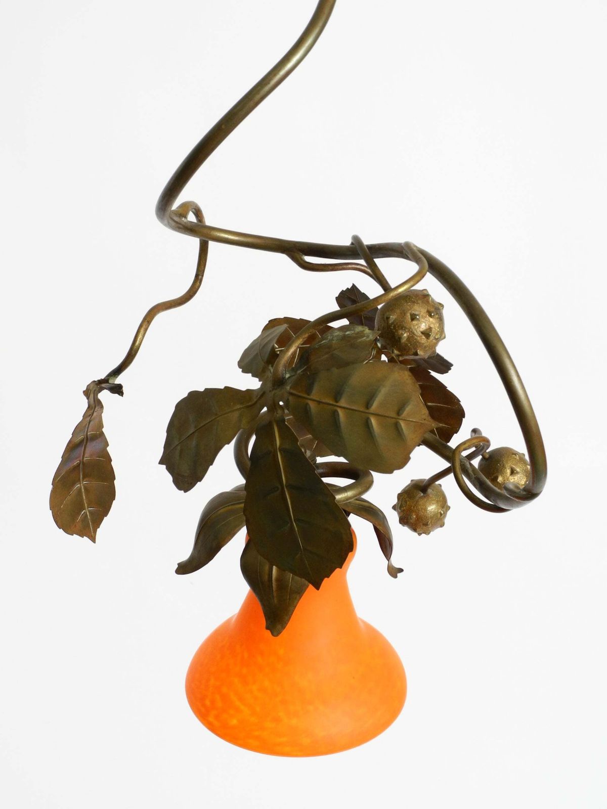 Floral Bronze And Glass Ceiling Lamp From The 1930s, Signed By Daum Nancy France photo buy